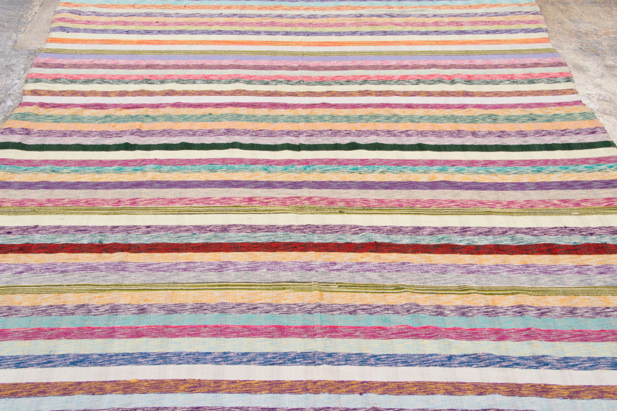Vintage Turkish Striped Kilim Rug