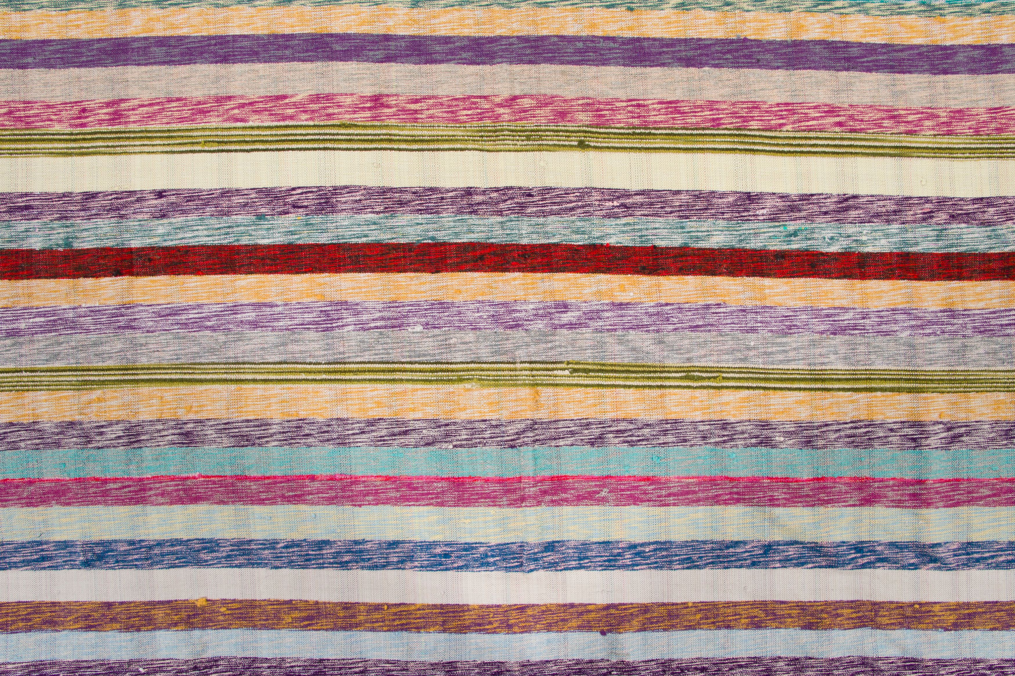 Vintage Turkish Striped Kilim Rug