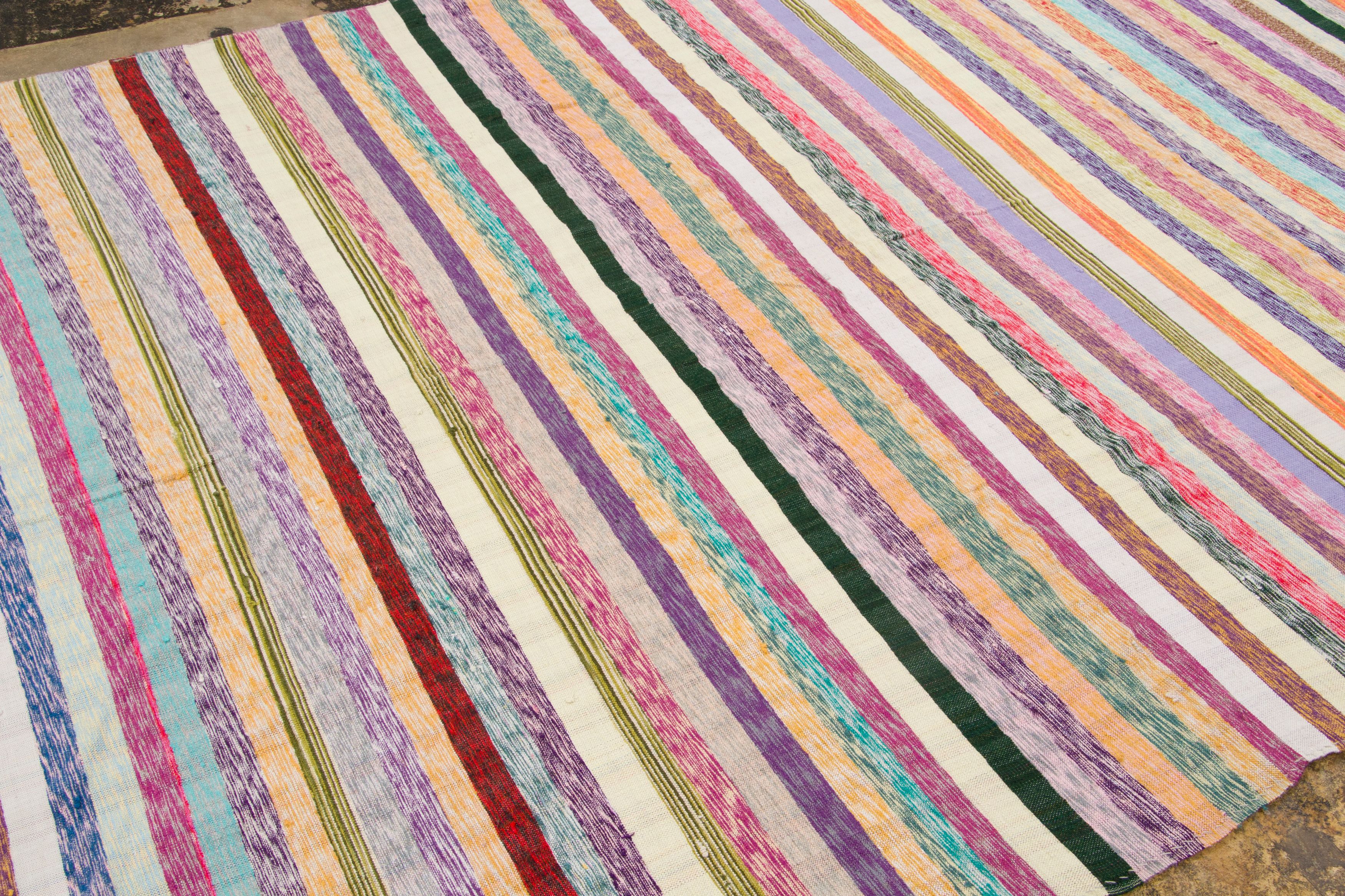 Vintage Turkish Striped Kilim Rug