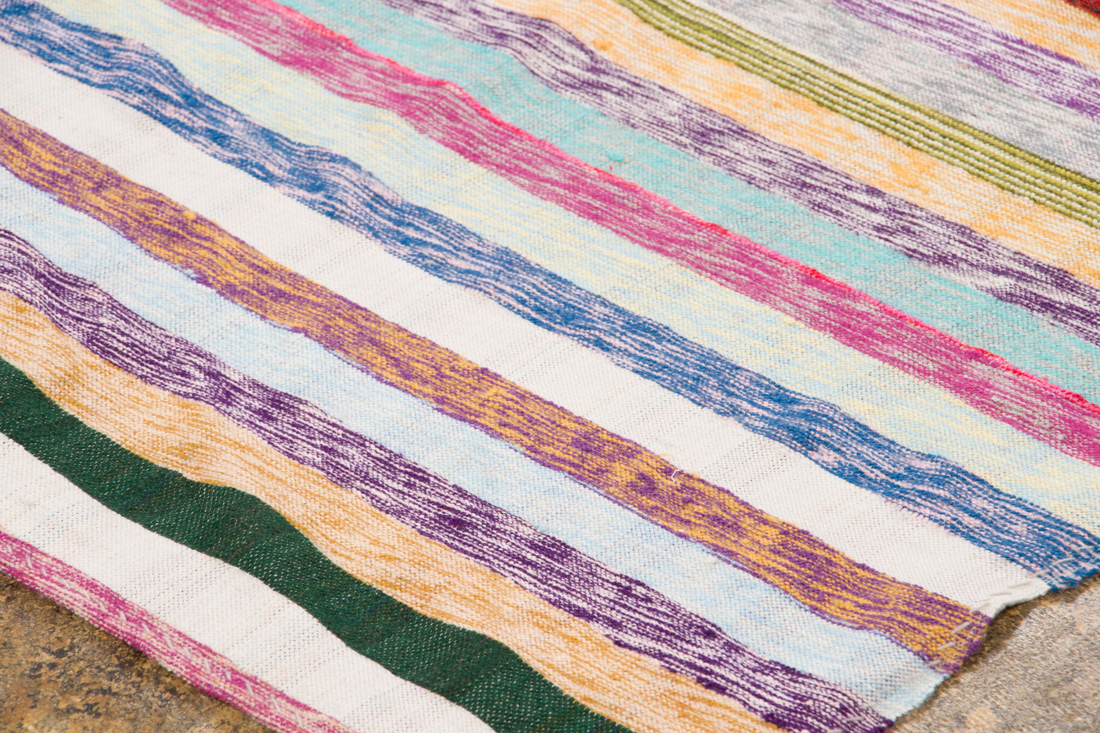 Vintage Turkish Striped Kilim Rug