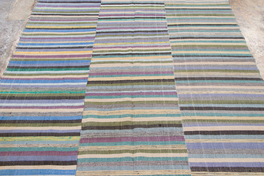 Vintage Turkish Striped Kilim Rug