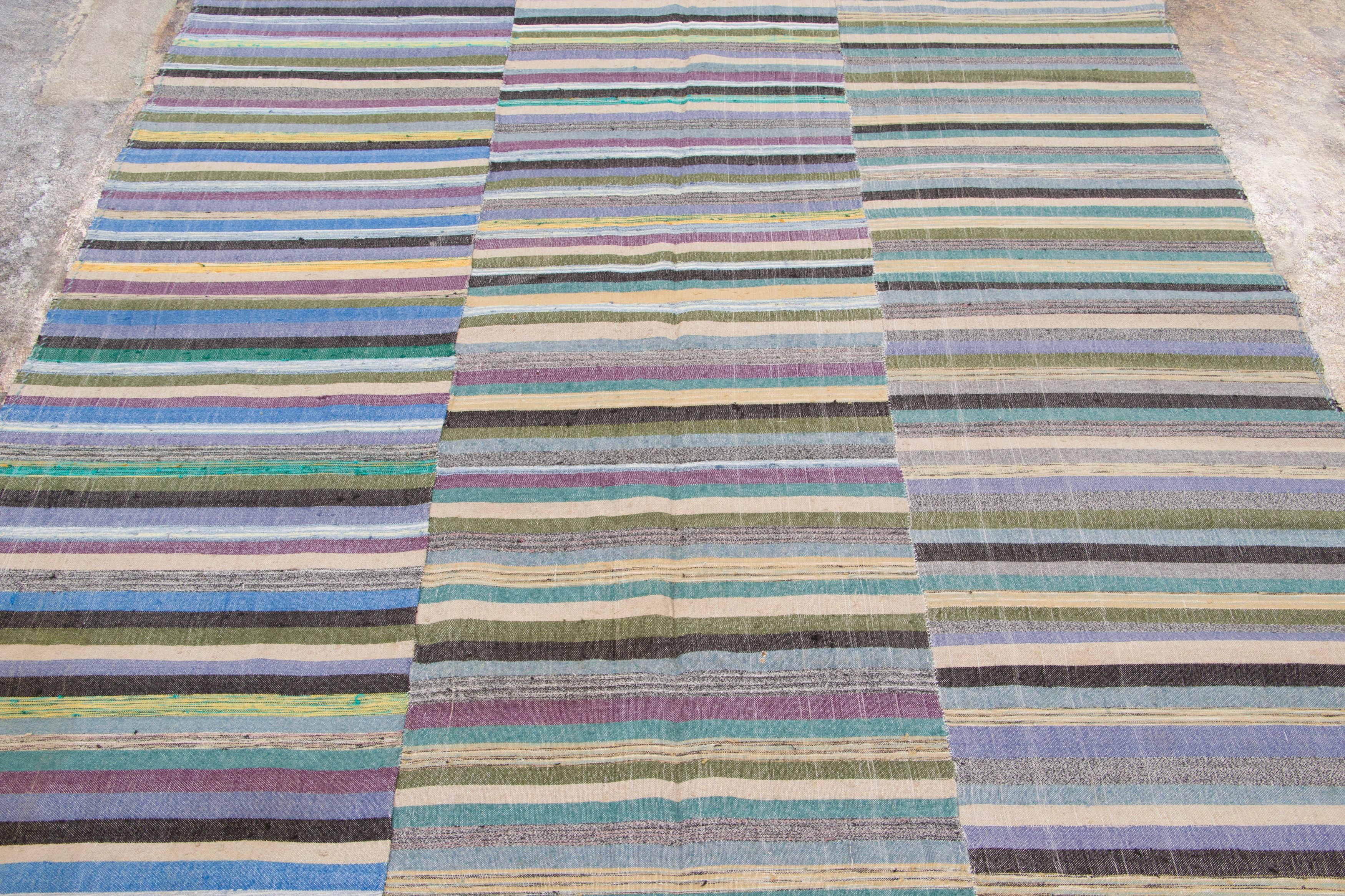 Vintage Turkish Striped Kilim Rug
