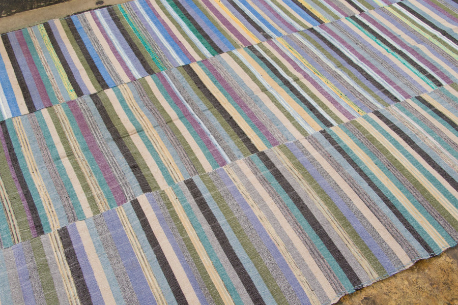 Vintage Turkish Striped Kilim Rug