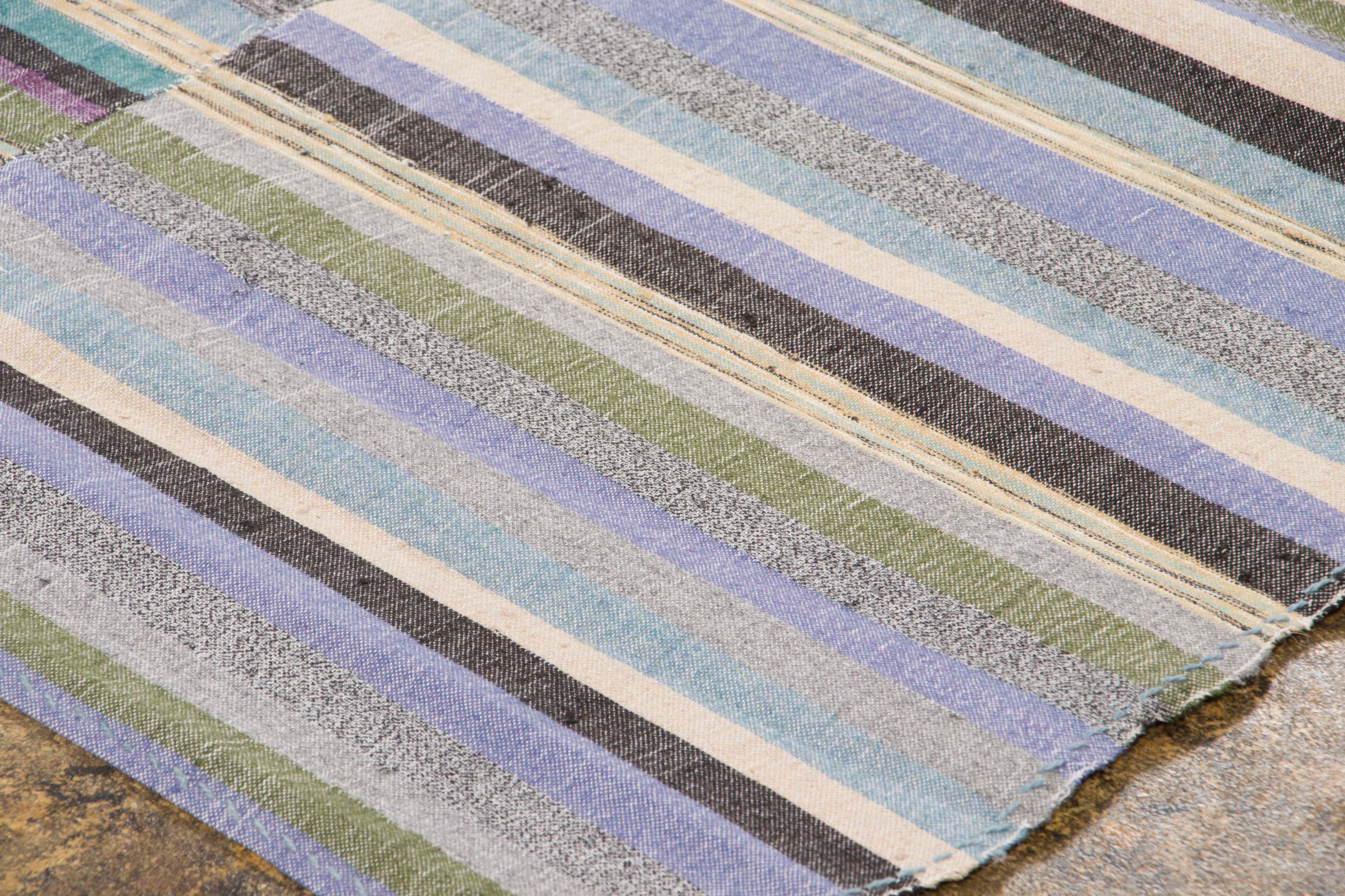 Vintage Turkish Striped Kilim Rug