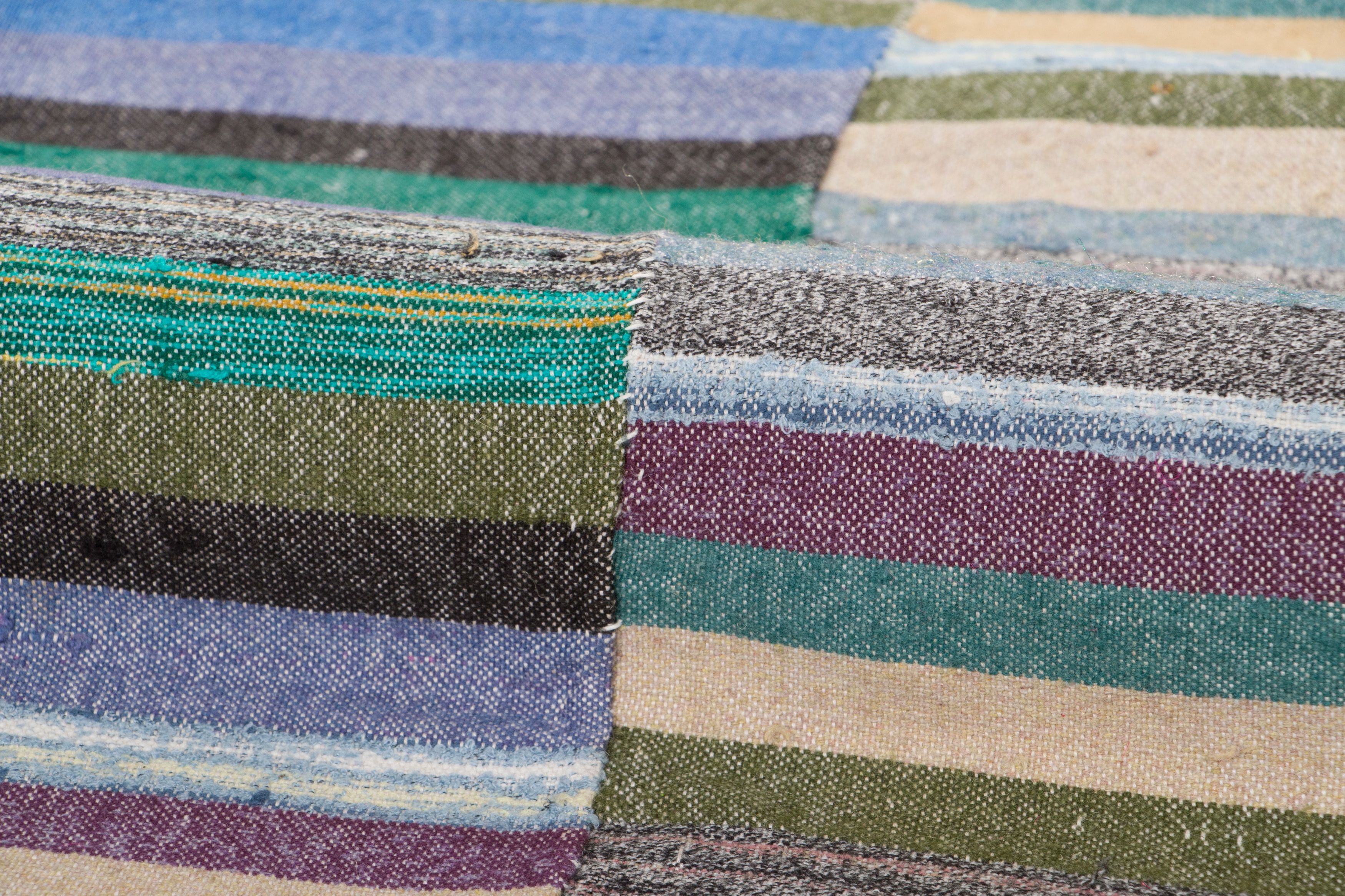 Vintage Turkish Striped Kilim Rug