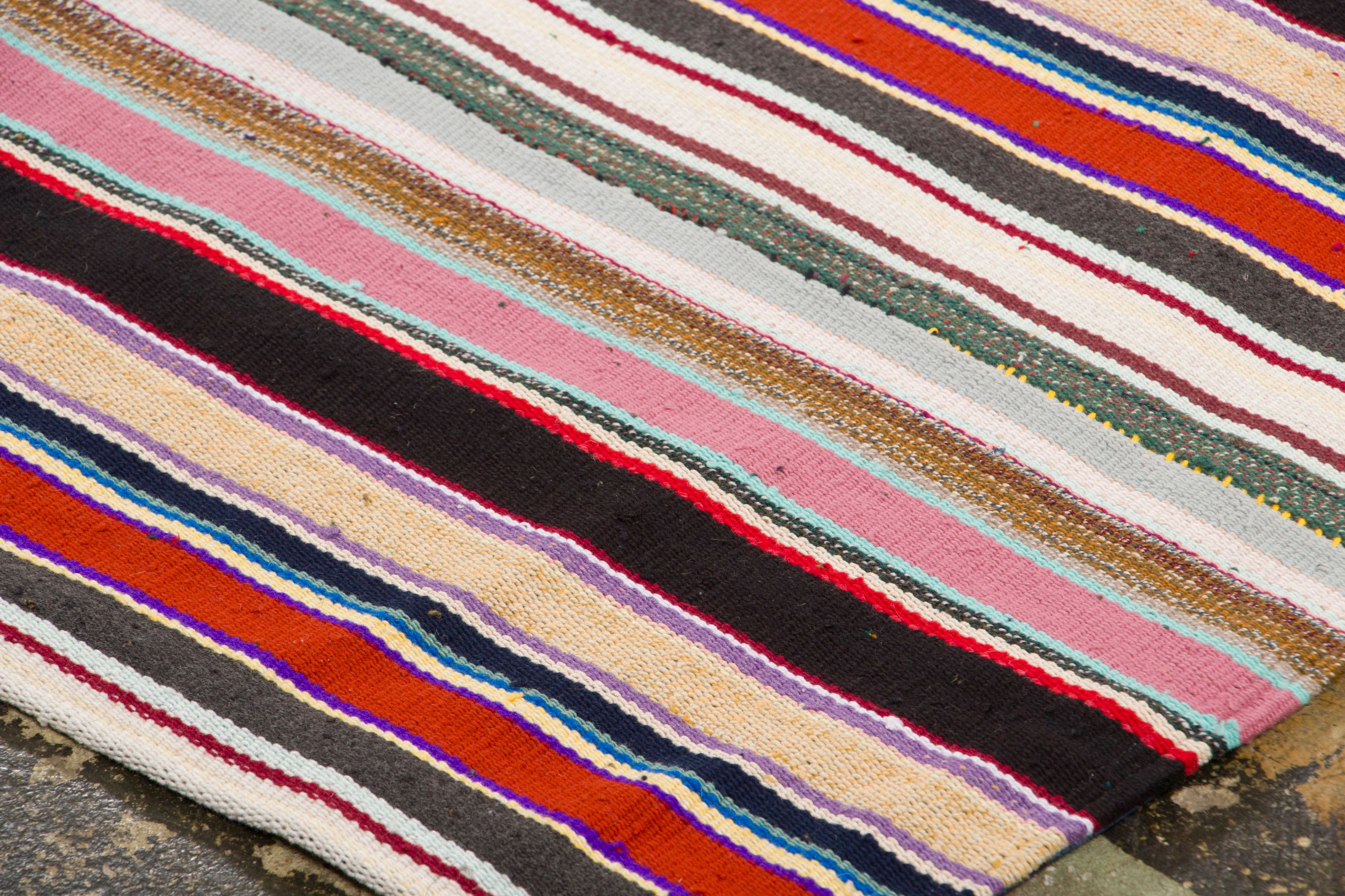 Vintage Chaput Kilim Striped Rug
