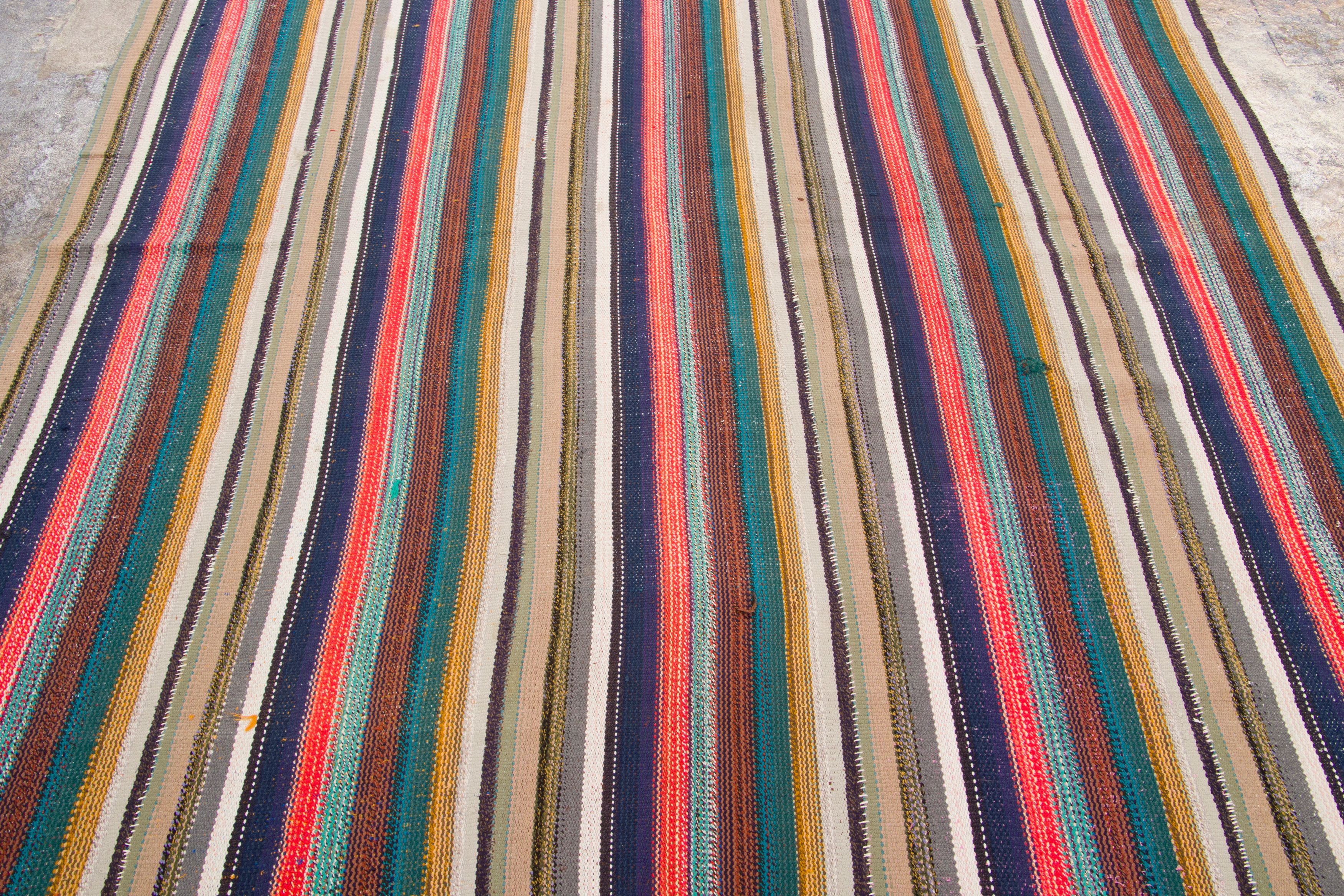 Vintage Chaput Kilim Striped Rug
