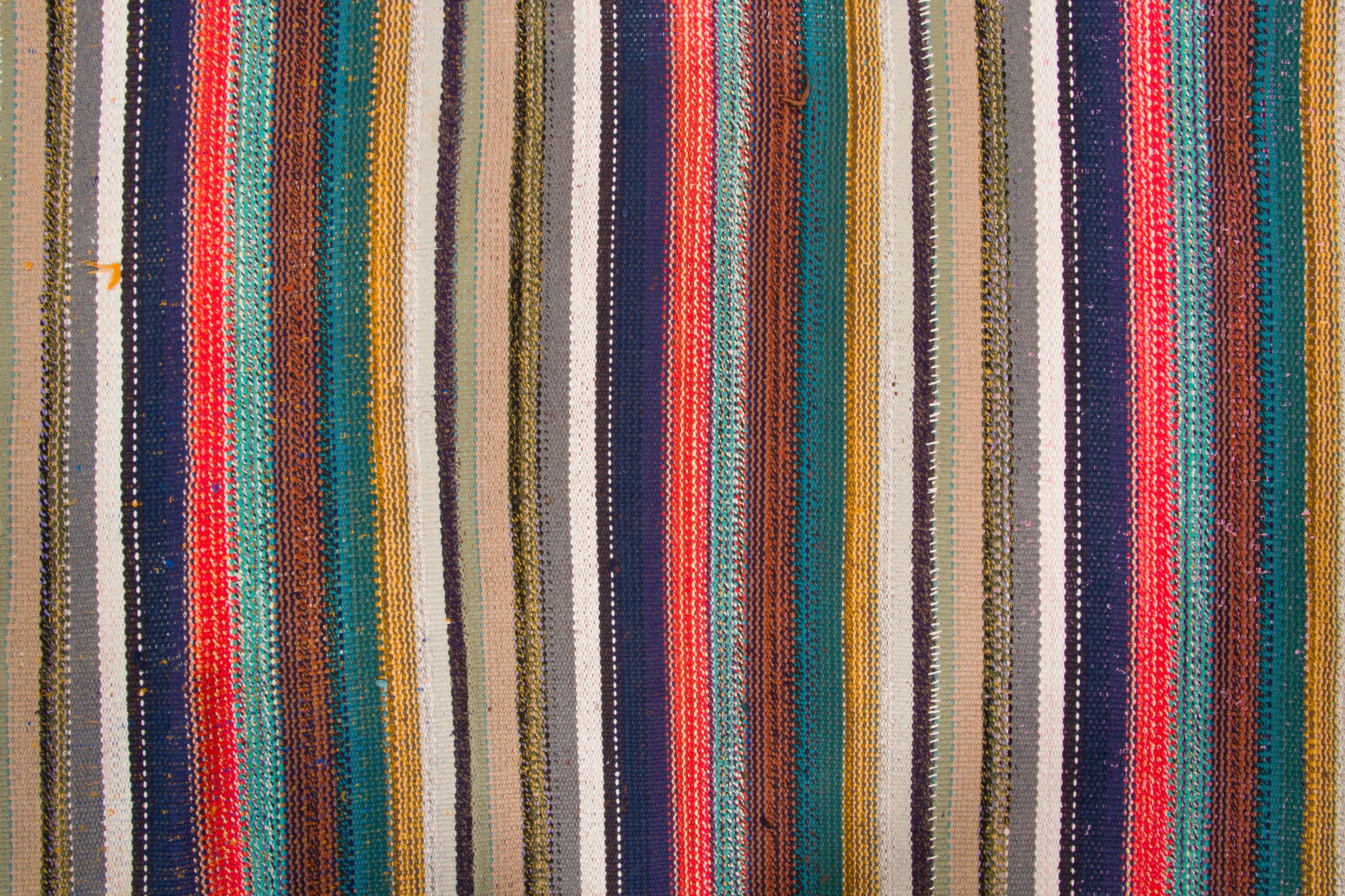 Vintage Chaput Kilim Striped Rug