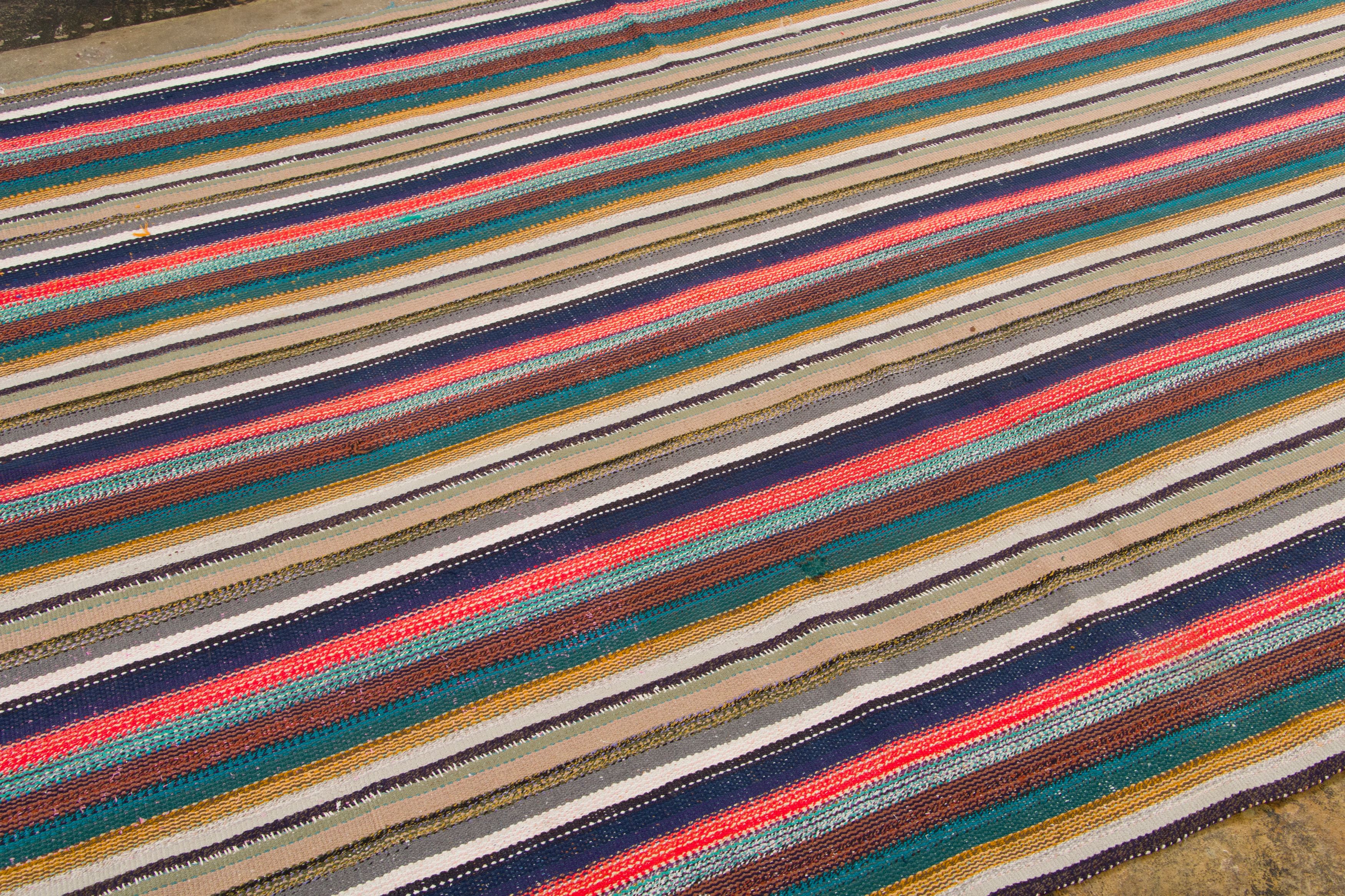 Vintage Chaput Kilim Striped Rug