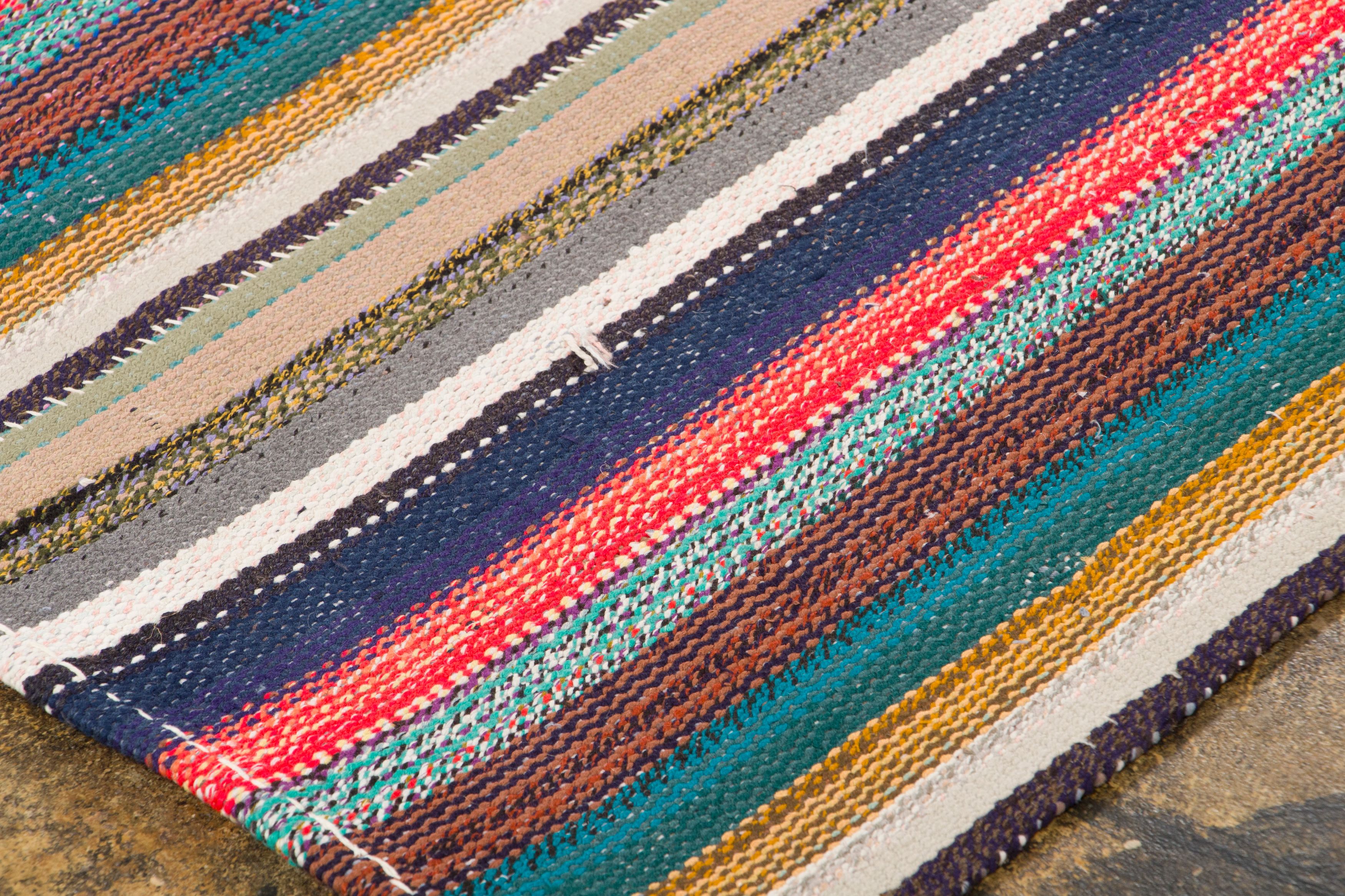 Vintage Chaput Kilim Striped Rug