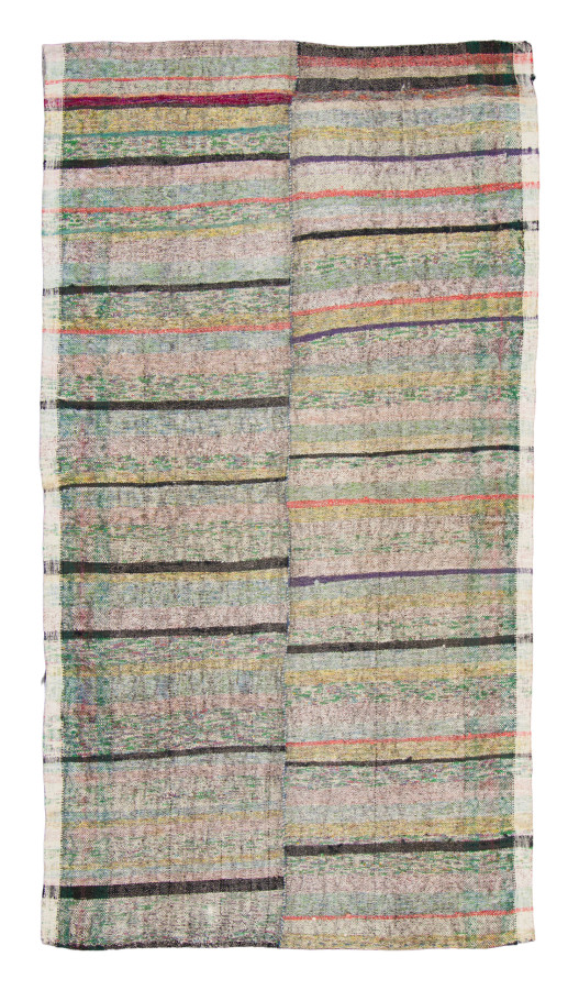 Vintage Chaput Kilim Rug with Linear Stripe Designs in Muted Hues - Rug & Kilim