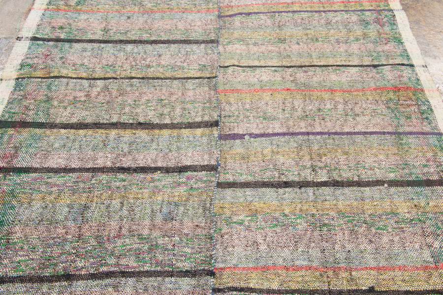 Hover image of Vintage Chaput Kilim Rug with Linear Stripe Designs in Muted Hues - Rug & Kilim