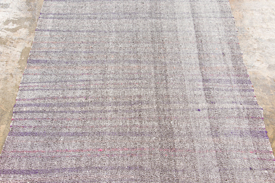 Hover image of Vintage Chaput Kilim Runner with Textural Stripes in Gray Hues - Rug & Kilim