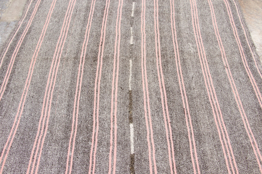 Vintage Turkish Panelled Striped Kilim Rug