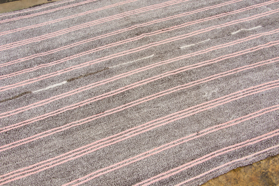 Vintage Turkish Panelled Striped Kilim Rug