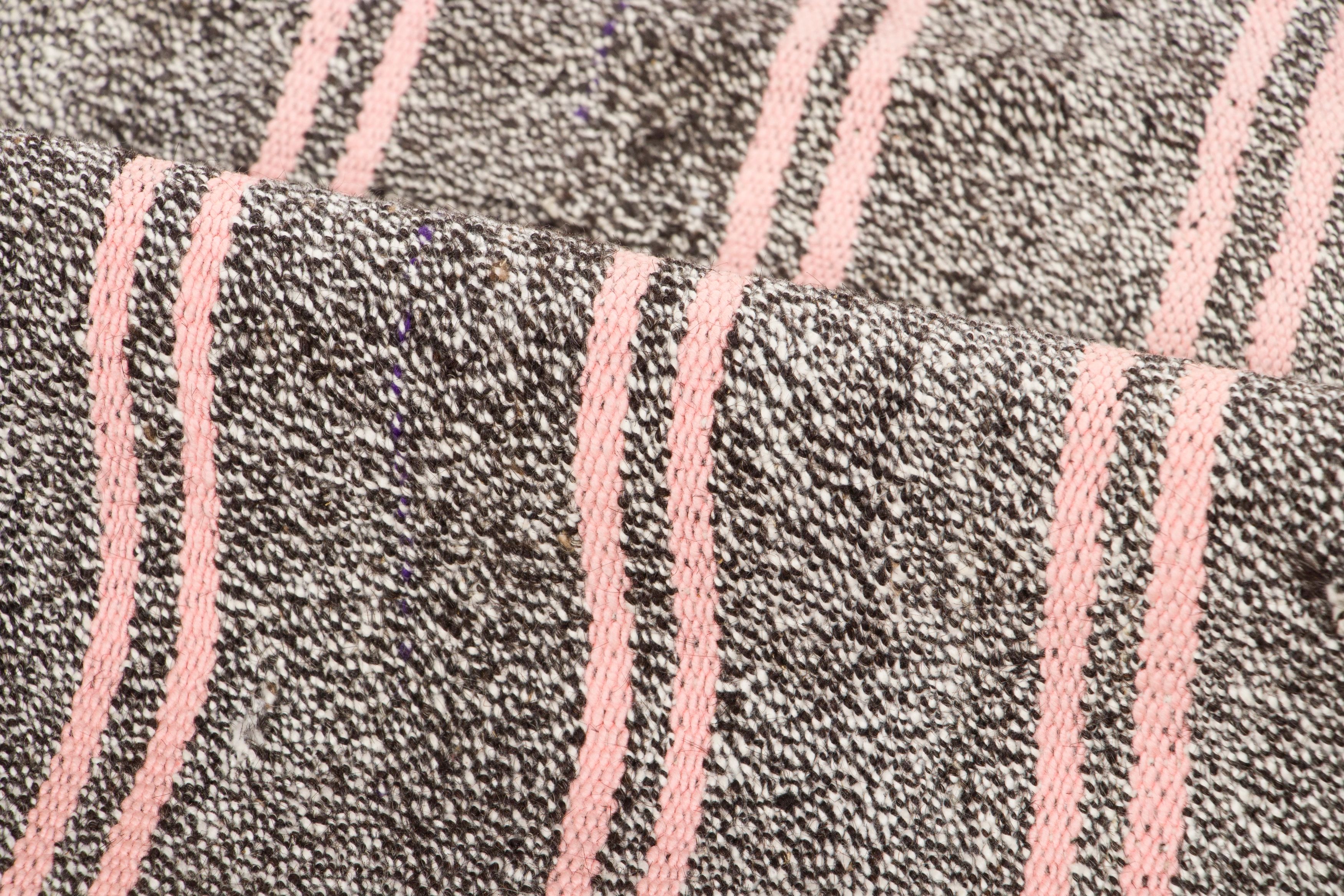 Vintage Turkish Panelled Striped Kilim Rug