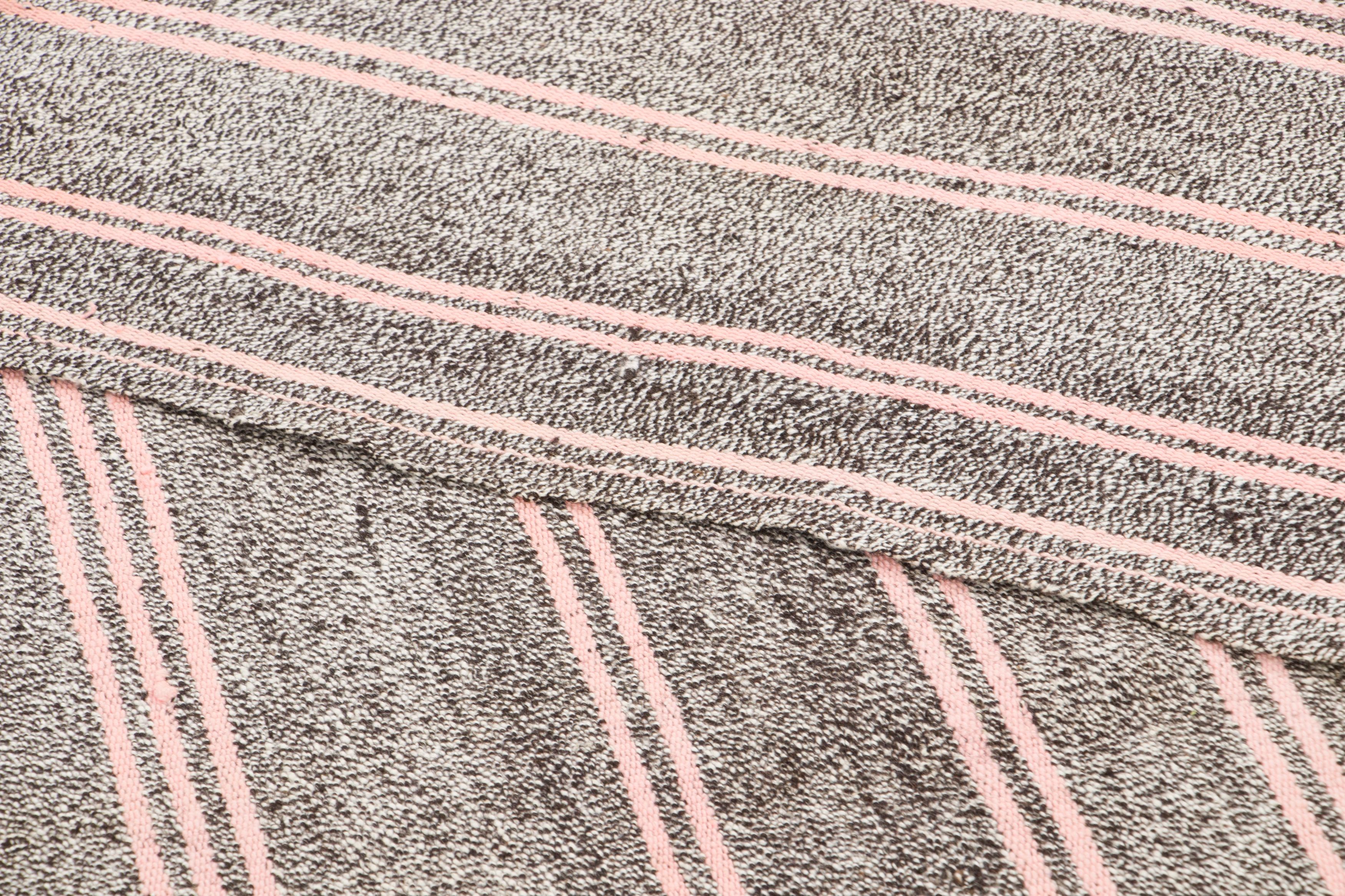 Vintage Turkish Panelled Striped Kilim Rug
