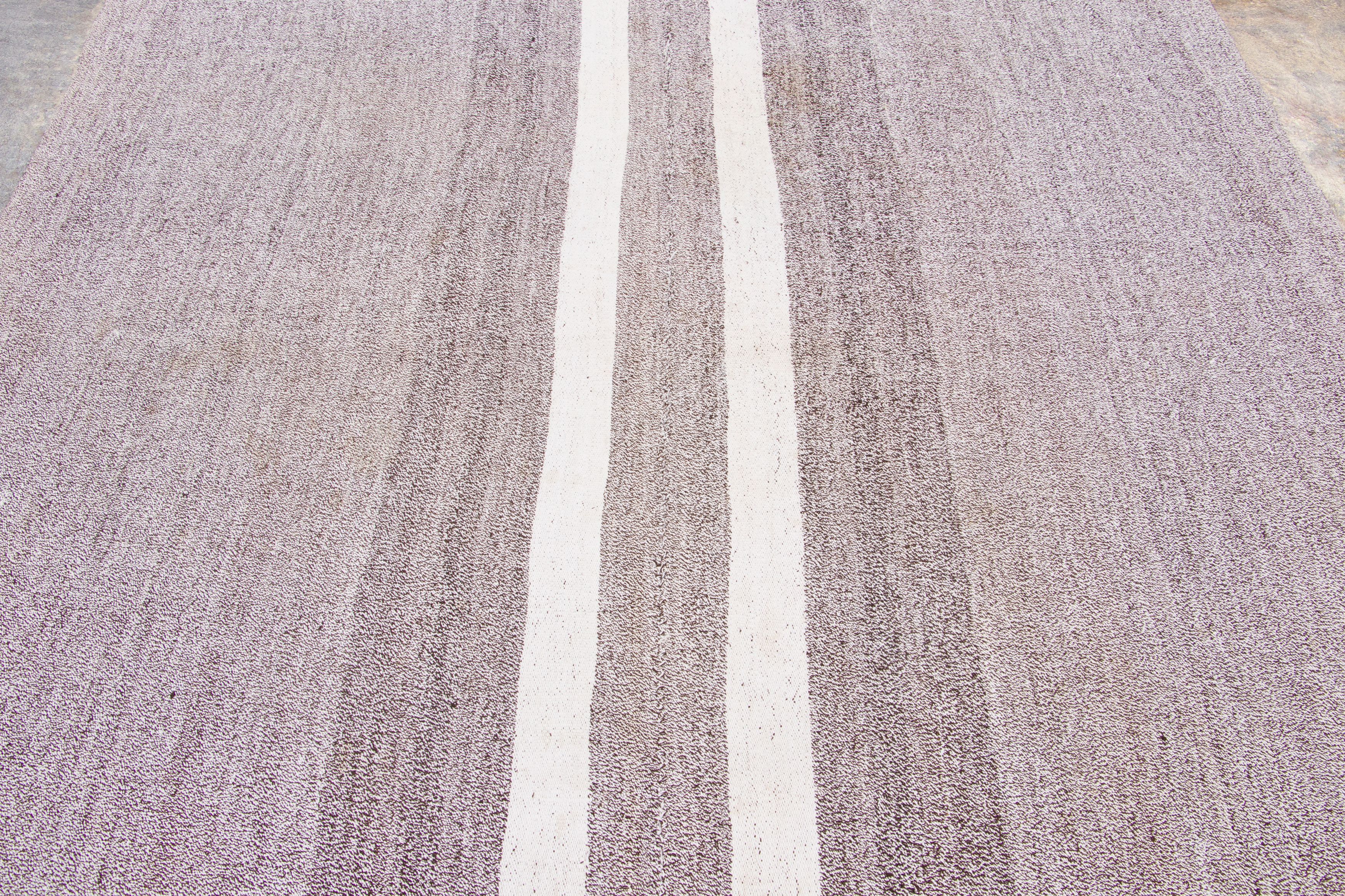 Vintage Turkish Panelled Striped Kilim Rug