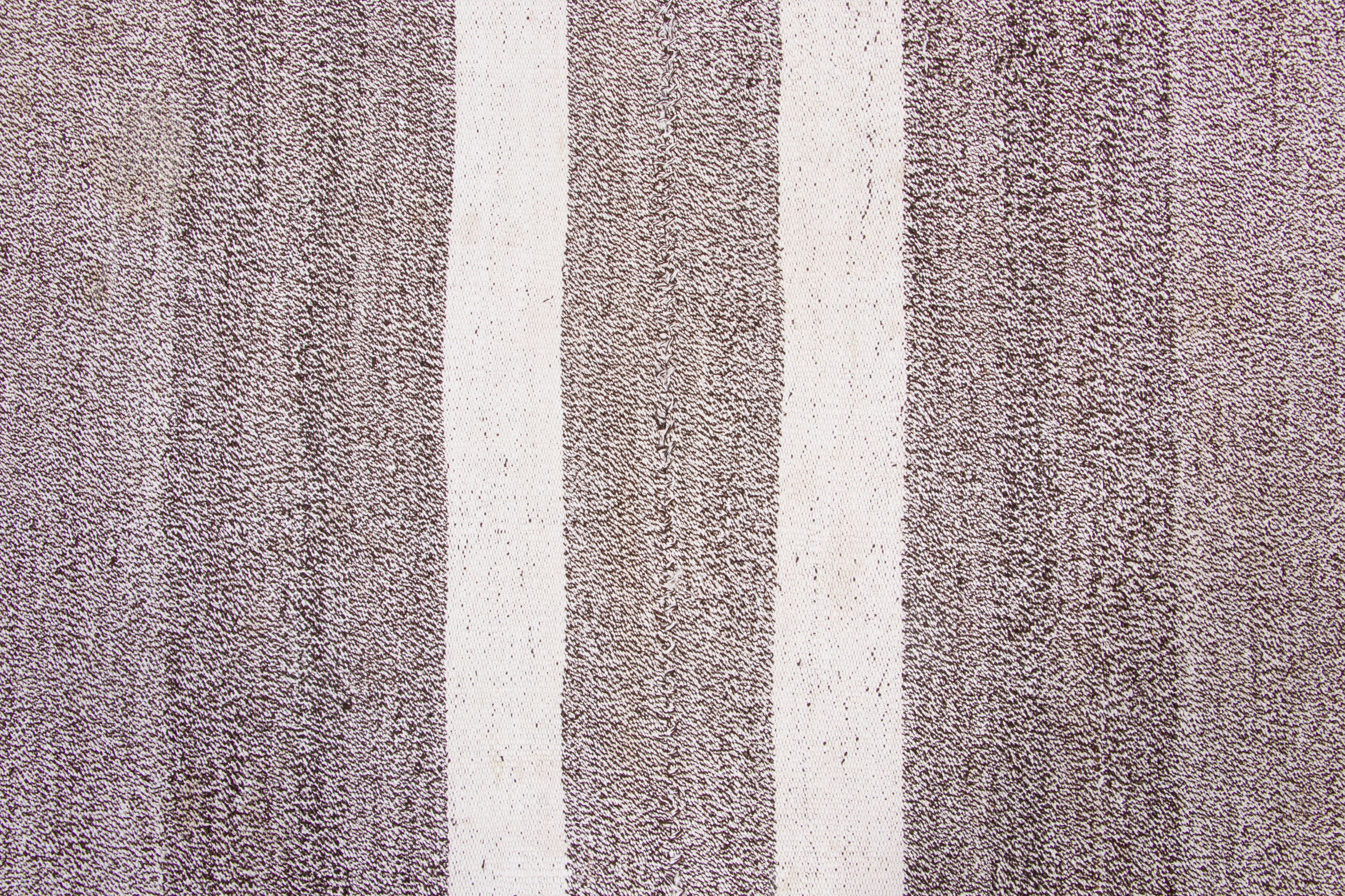 Vintage Turkish Panelled Striped Kilim Rug