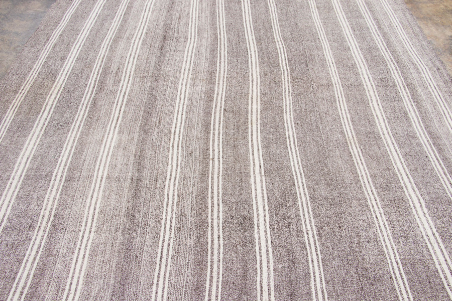 Vintage Turkish Panelled Striped Kilim Rug