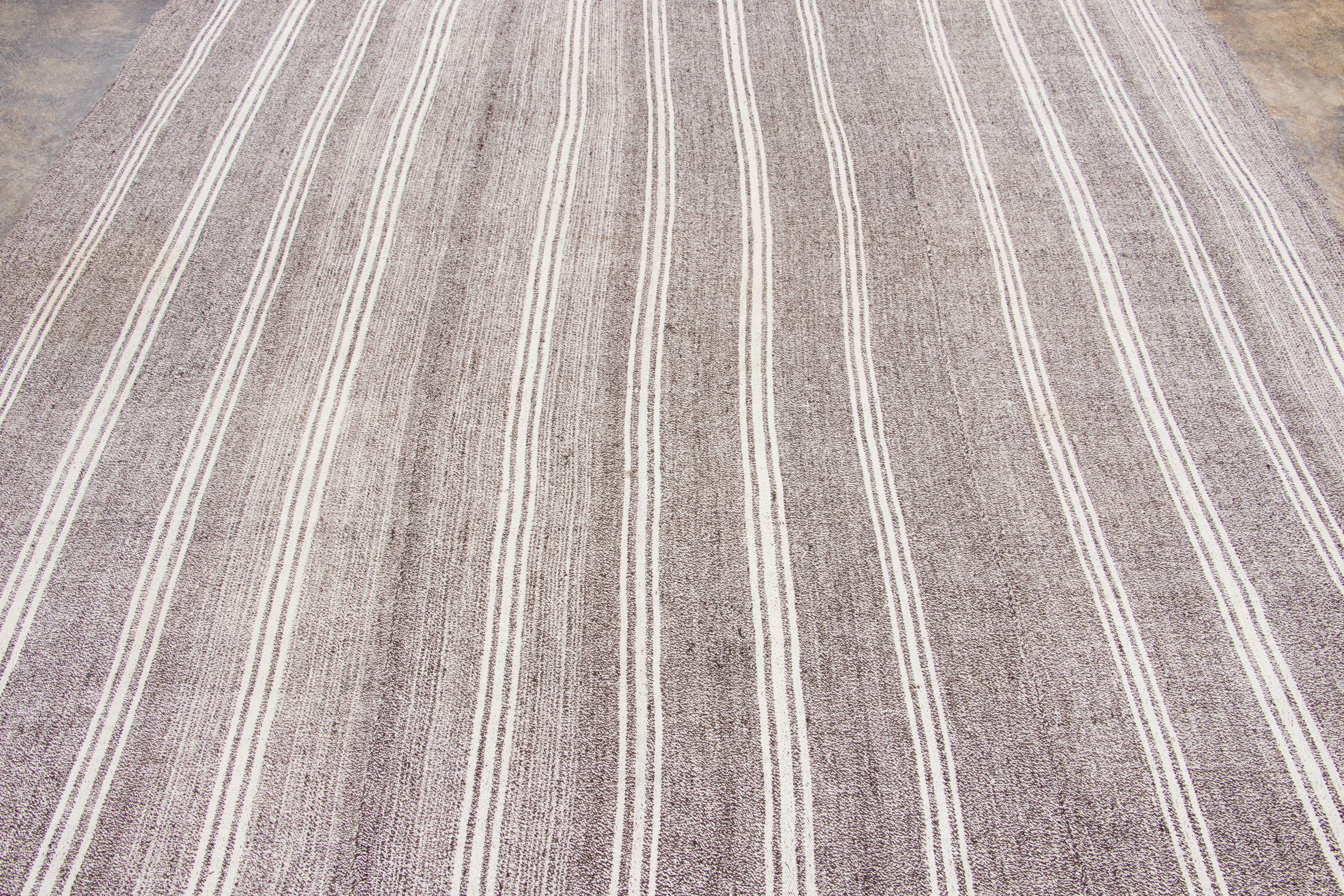 Vintage Turkish Panelled Striped Kilim Rug
