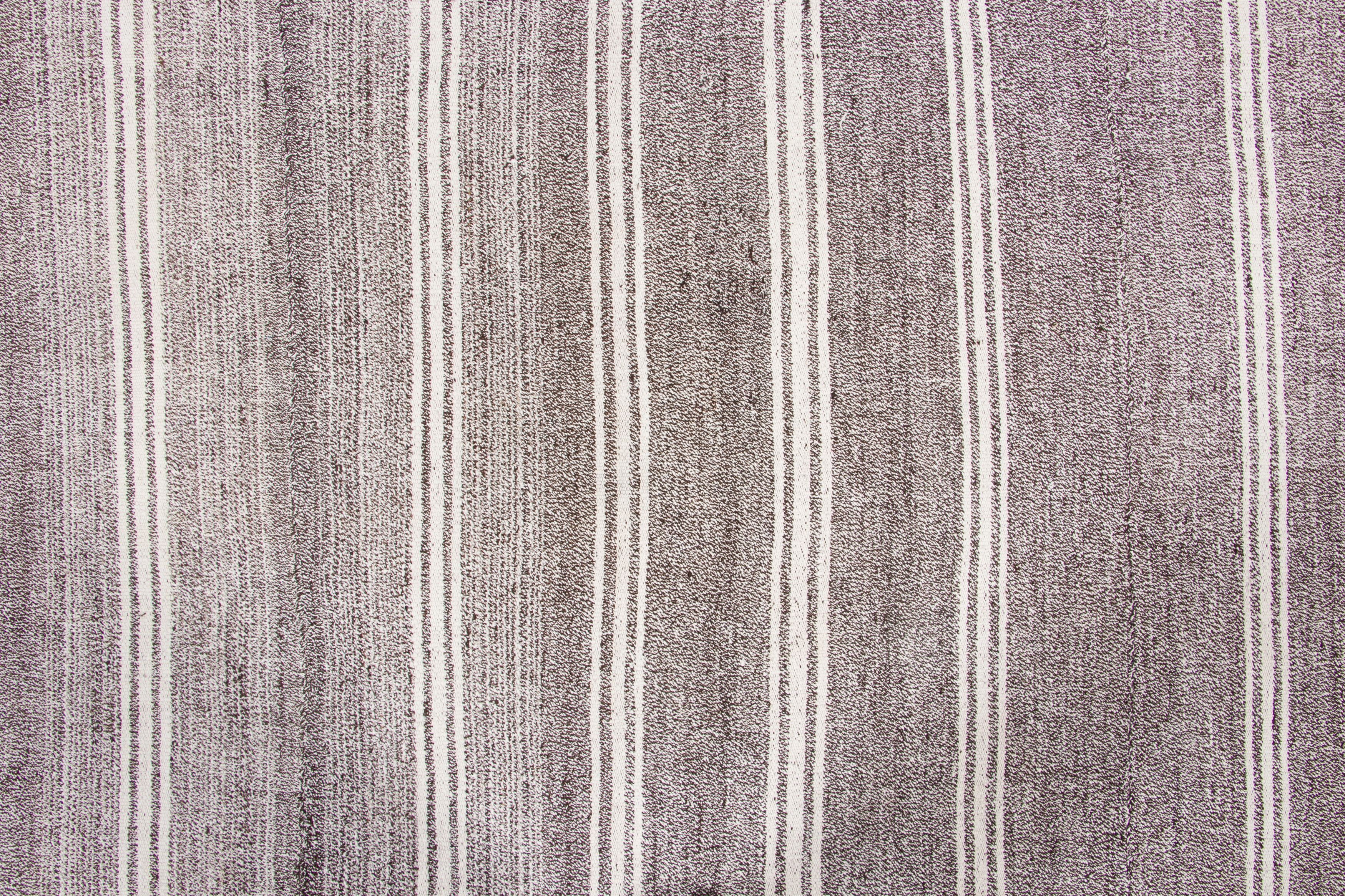 Vintage Turkish Panelled Striped Kilim Rug