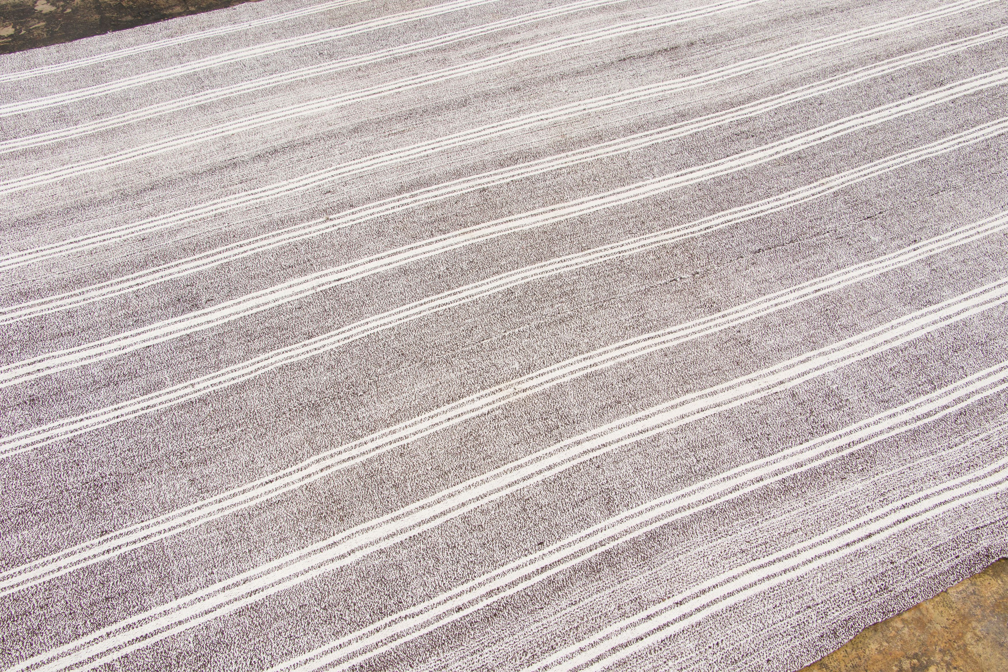 Vintage Turkish Panelled Striped Kilim Rug