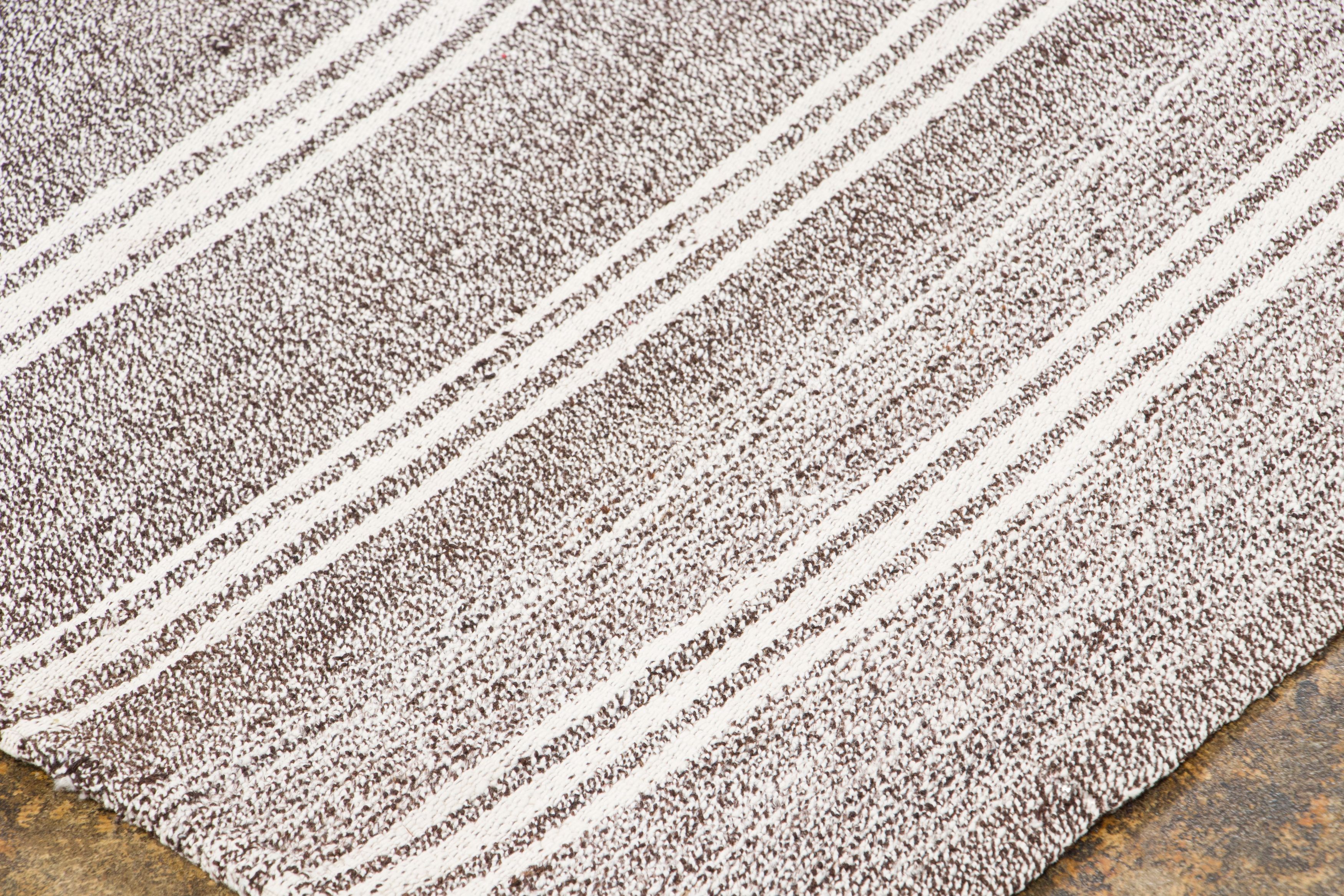 Vintage Turkish Panelled Striped Kilim Rug
