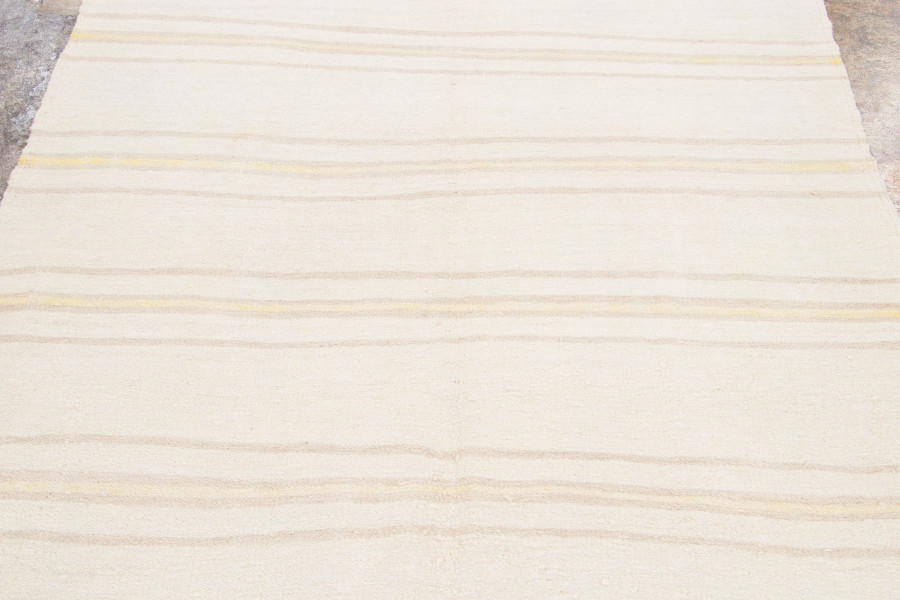 Hover image of Vintage Turkish Kilim Rug with Striped Design in Gold & Ivory - Rug & Kilim