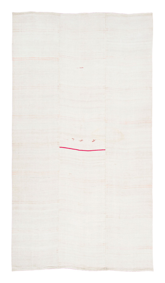 Vintage Turkish Panelled Kilim Rug with Tonal Design in Cream & Red - Rug & Kilim