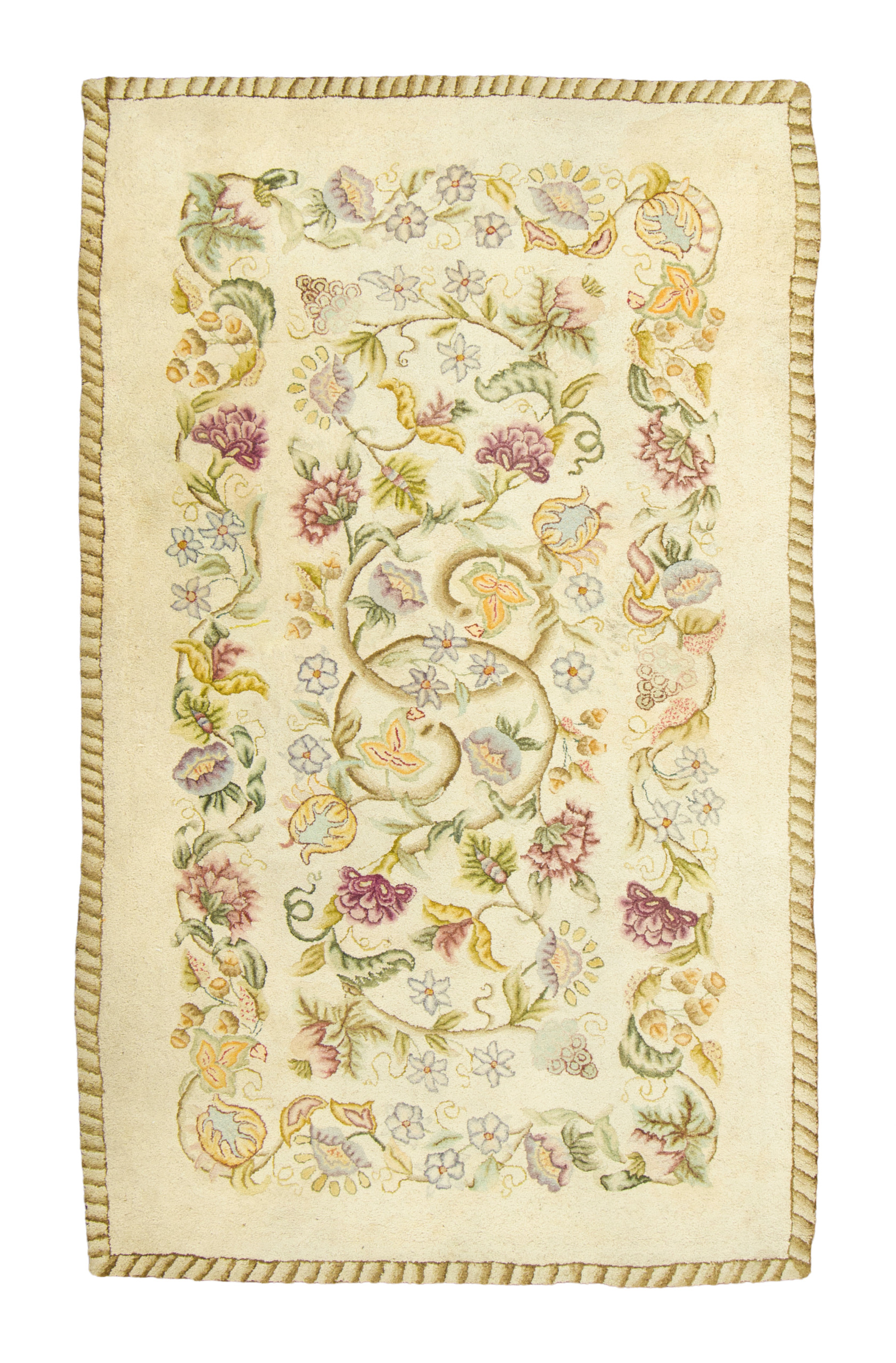 Antique Hooked Floral Rug