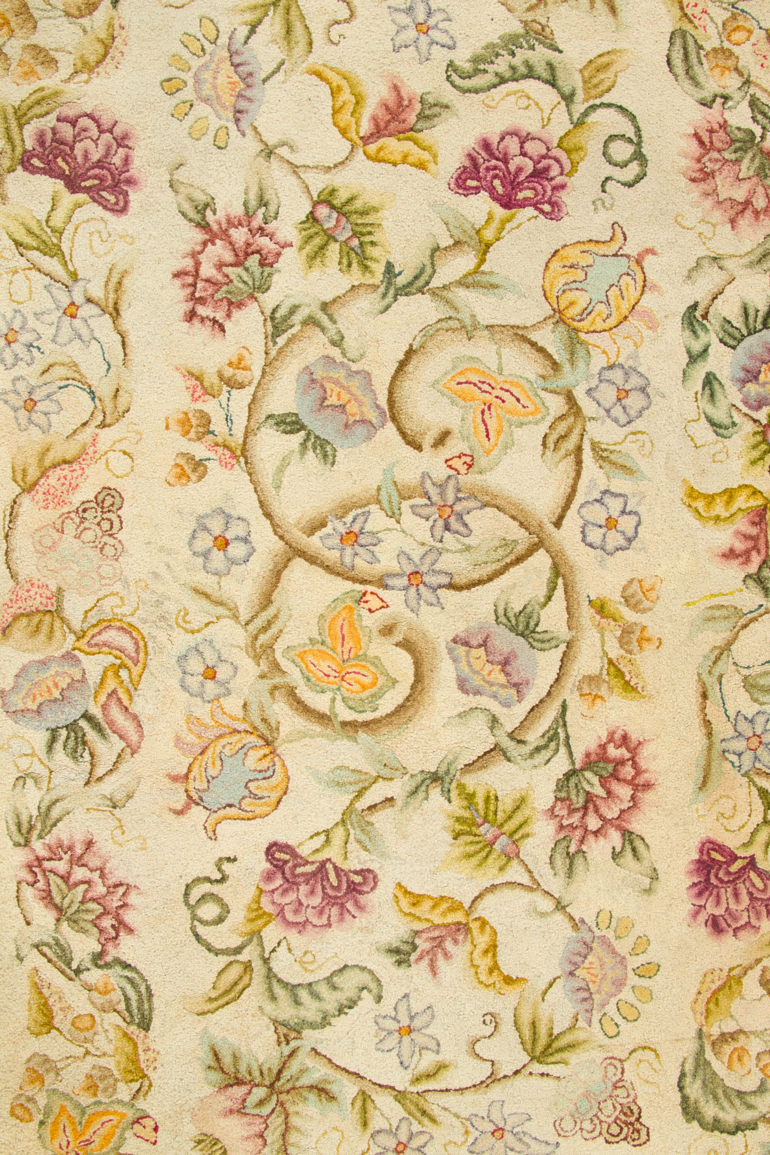 Antique Hooked Floral Rug