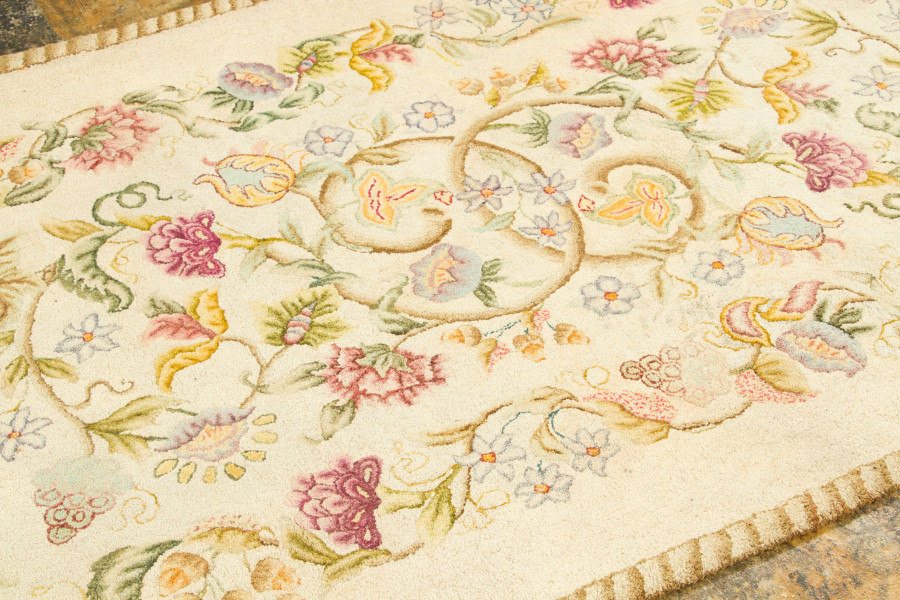 Antique Hooked Floral Rug