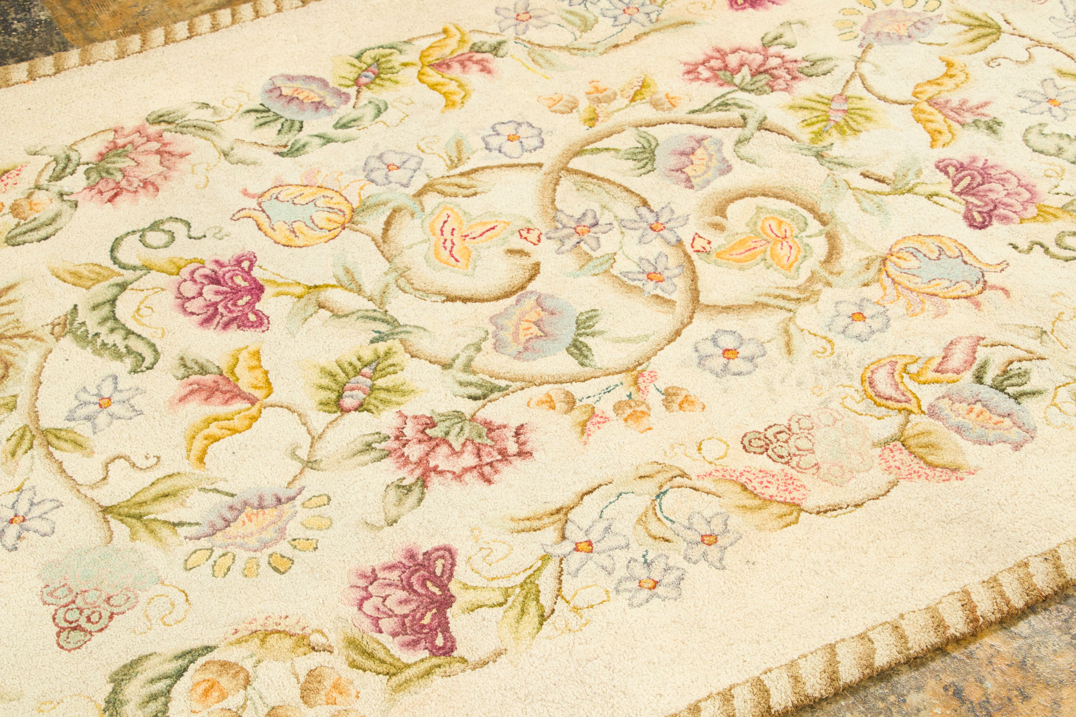 Antique Hooked Floral Rug