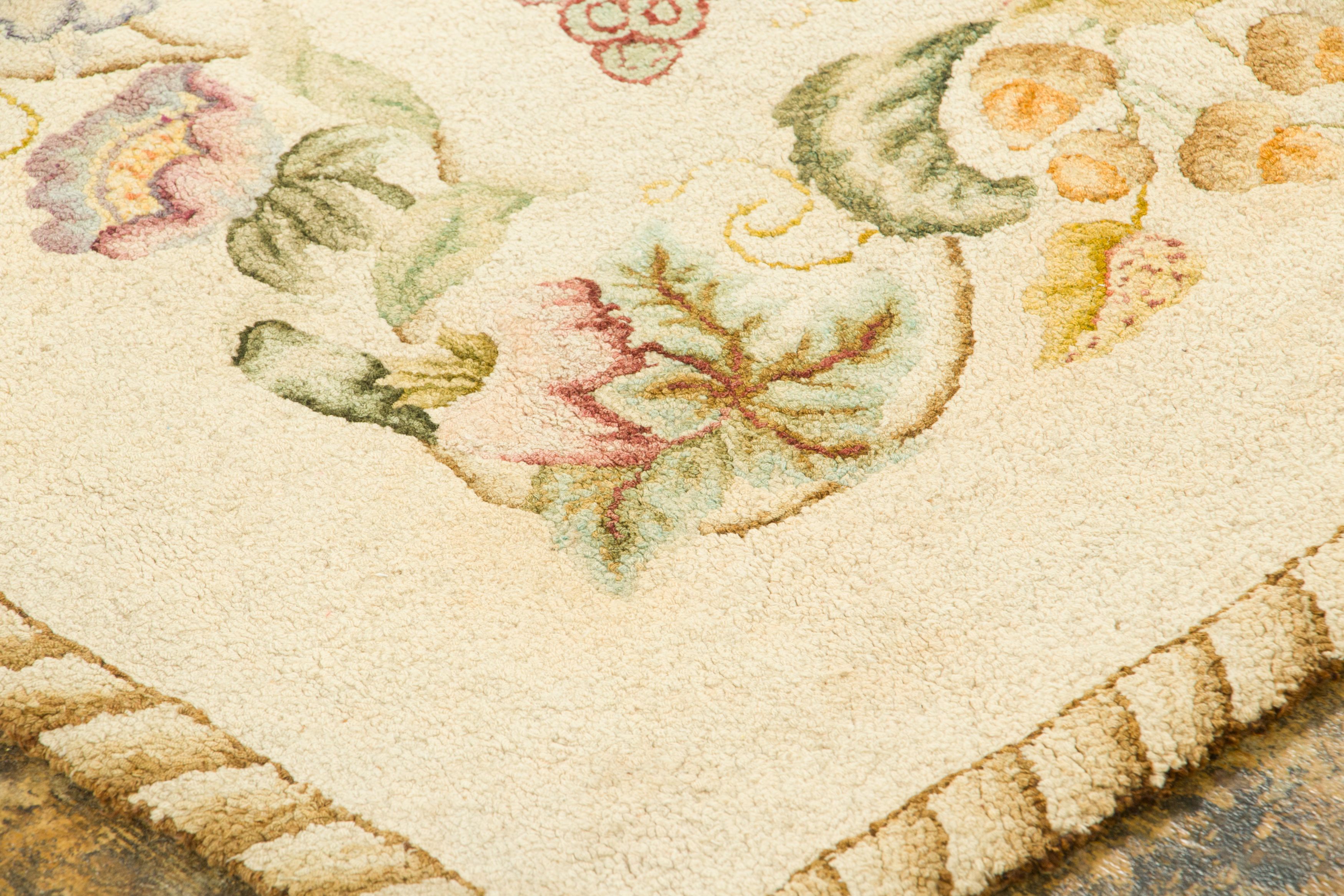 Antique Hooked Floral Rug