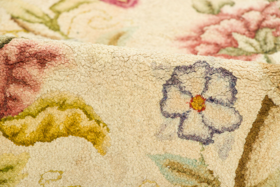 Antique Hooked Floral Rug