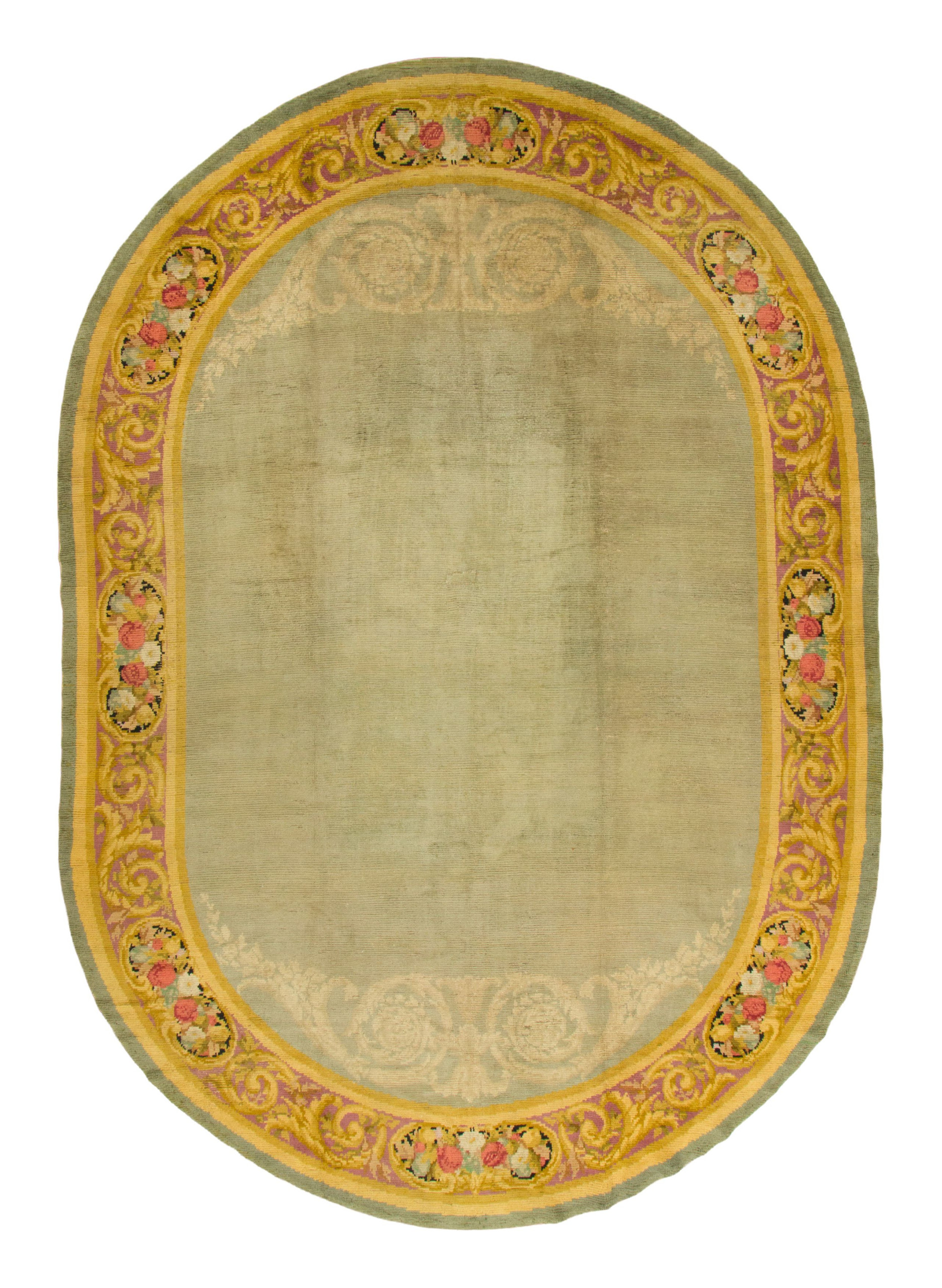 Oversized Antique Oval Savonnerie Rug
