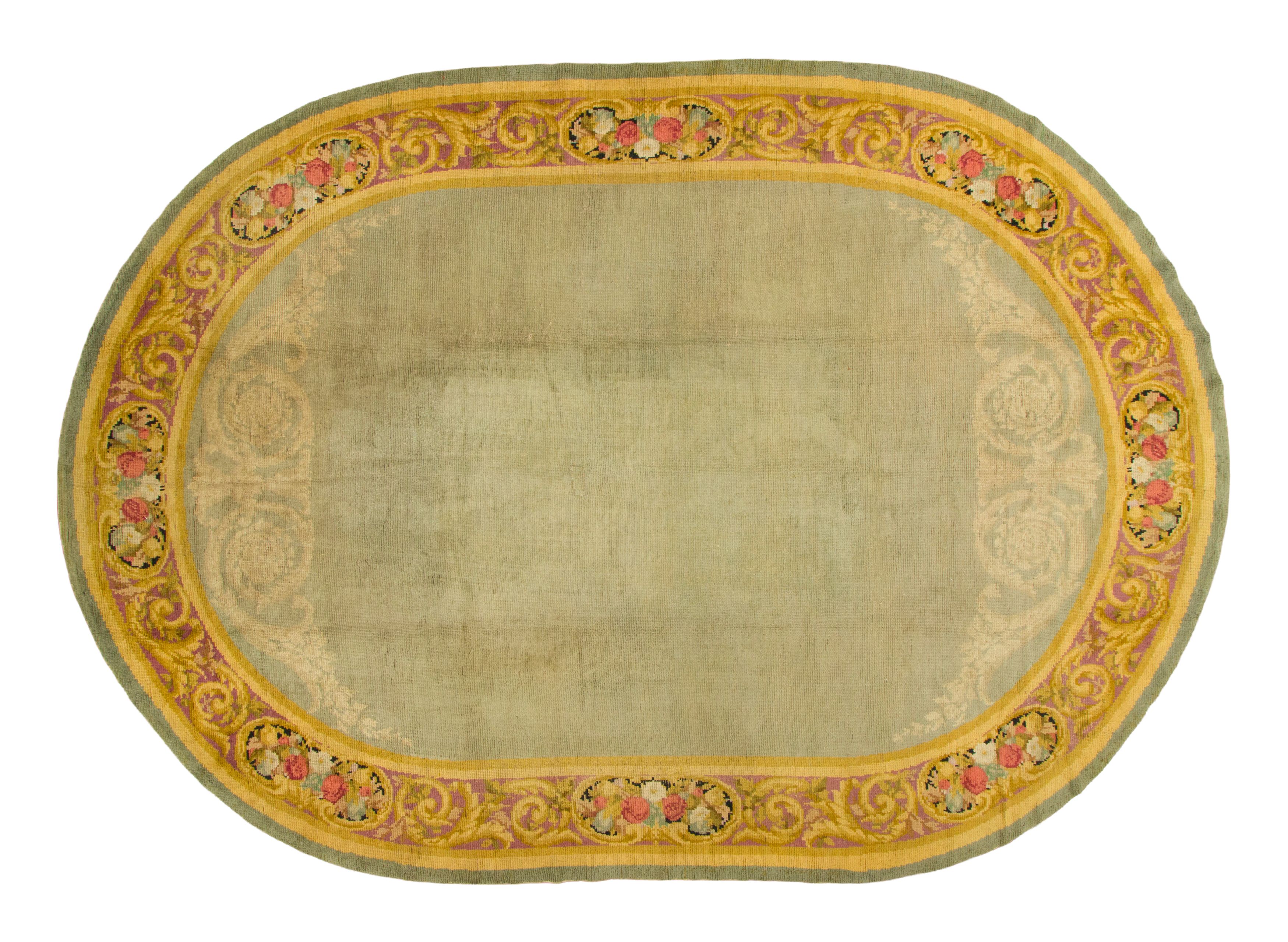 Oversized Antique Oval Savonnerie Rug