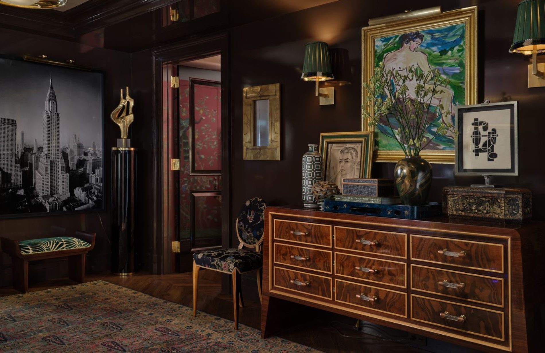 As seen in Architectural Digest, the entryway of a West Village apartment designed by Erik Gensler features a turn-of-the-century Kerman Lavar rug from Rug & Kilim’s antique Persian collection. Read More >> As seen in Architectural Digest, the entryway of a West Village apartment designed by Erik Gensler features a turn-of-the-century Kerman Lavar rug from Rug & Kilim’s antique Persian collection. Read More >>