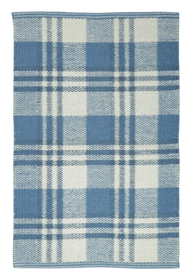 Rug & Kilim’s Contemporary Flatweave Gift-Sized Rug with Checks in Blue