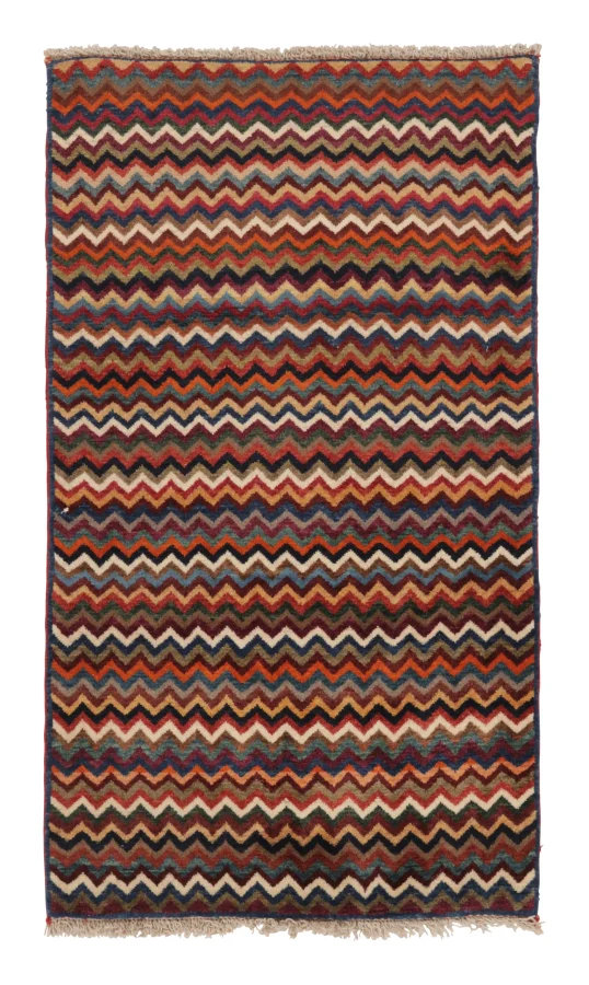 Vintage Gabbeh Tribal Rug with Chevron Design in Multicolor - Rug & Kilim