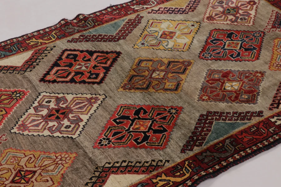 Hover image of Vintage Gabbeh Tribal Rug with Diamond Medallion Design - Rug & Kilim