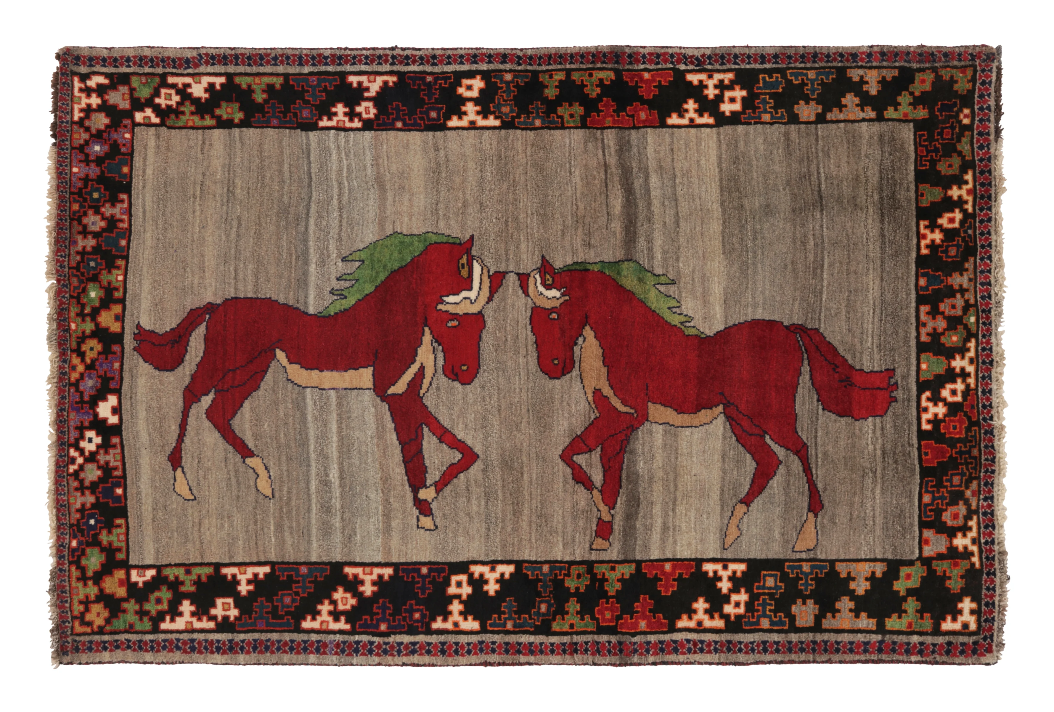 Vintage Gabbeh Pictorial Rug