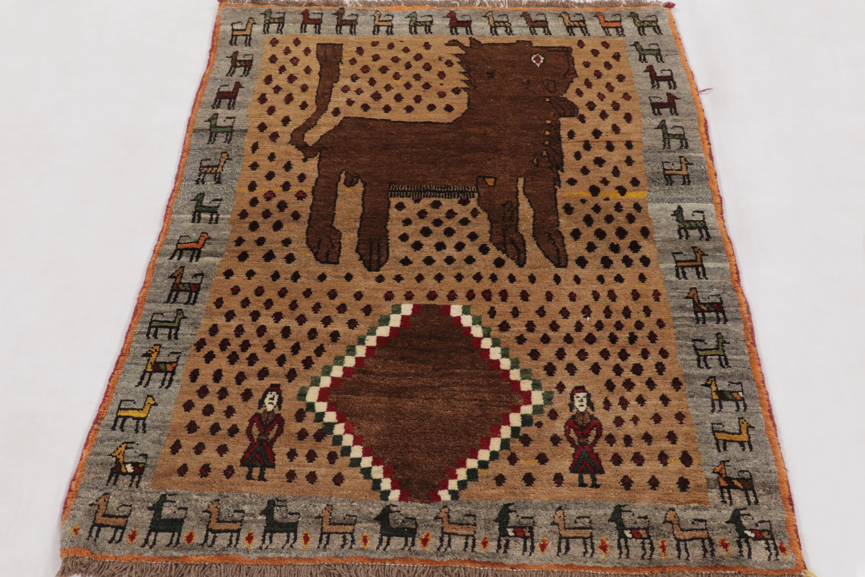 Vintage Gabbeh Pictorial Rug