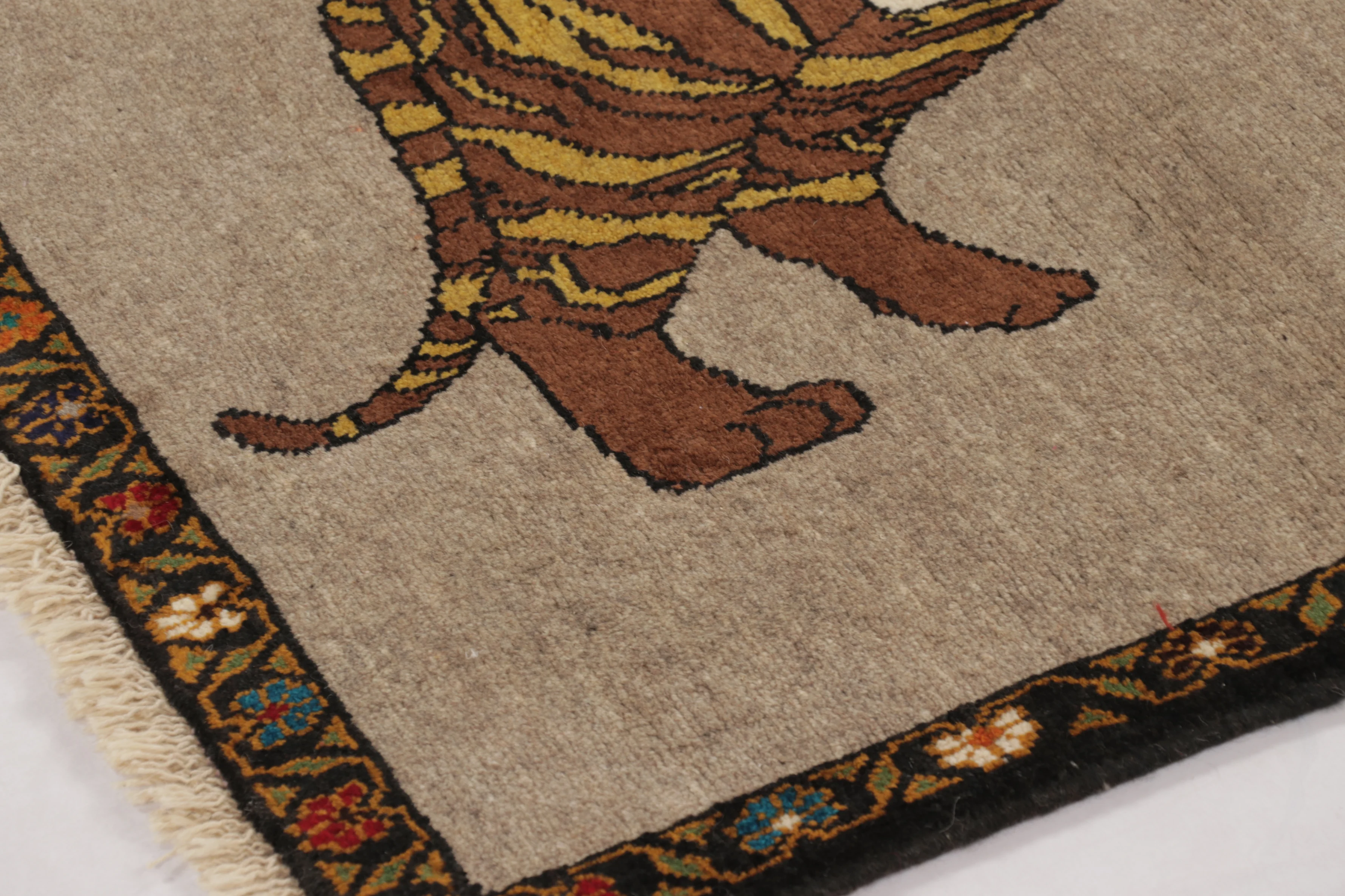 Vintage Gabbeh Pictorial Rug