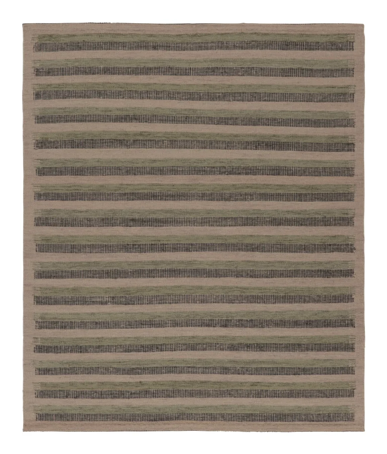 Rug & Kilim’s Contemporary Scandinavian Custom Flatweave with Muted Stripes