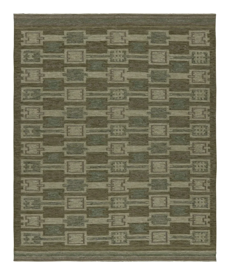 Rug & Kilim’s Contemporary Scandinavian Custom Flatweave with Green Nordic Design