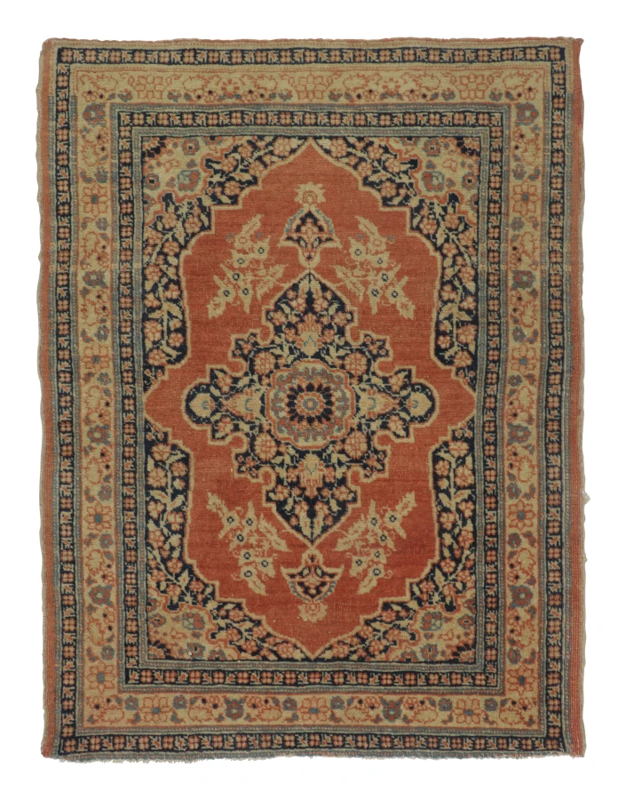 Antique Persian Shiraz Gift-Sized Square Rug with Arched Design - Rug & Kilim