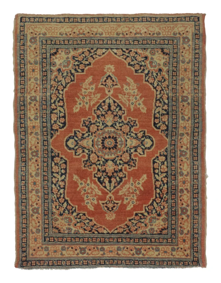 Antique Persian Shiraz Gift-Sized Square Rug with Arched Design - Rug & Kilim