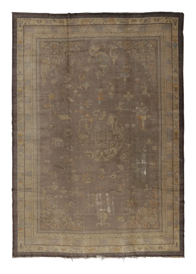 Antique Khotan Samarkand Rug with Phoenix & Cloud Band Motifs - Rug & Kilim